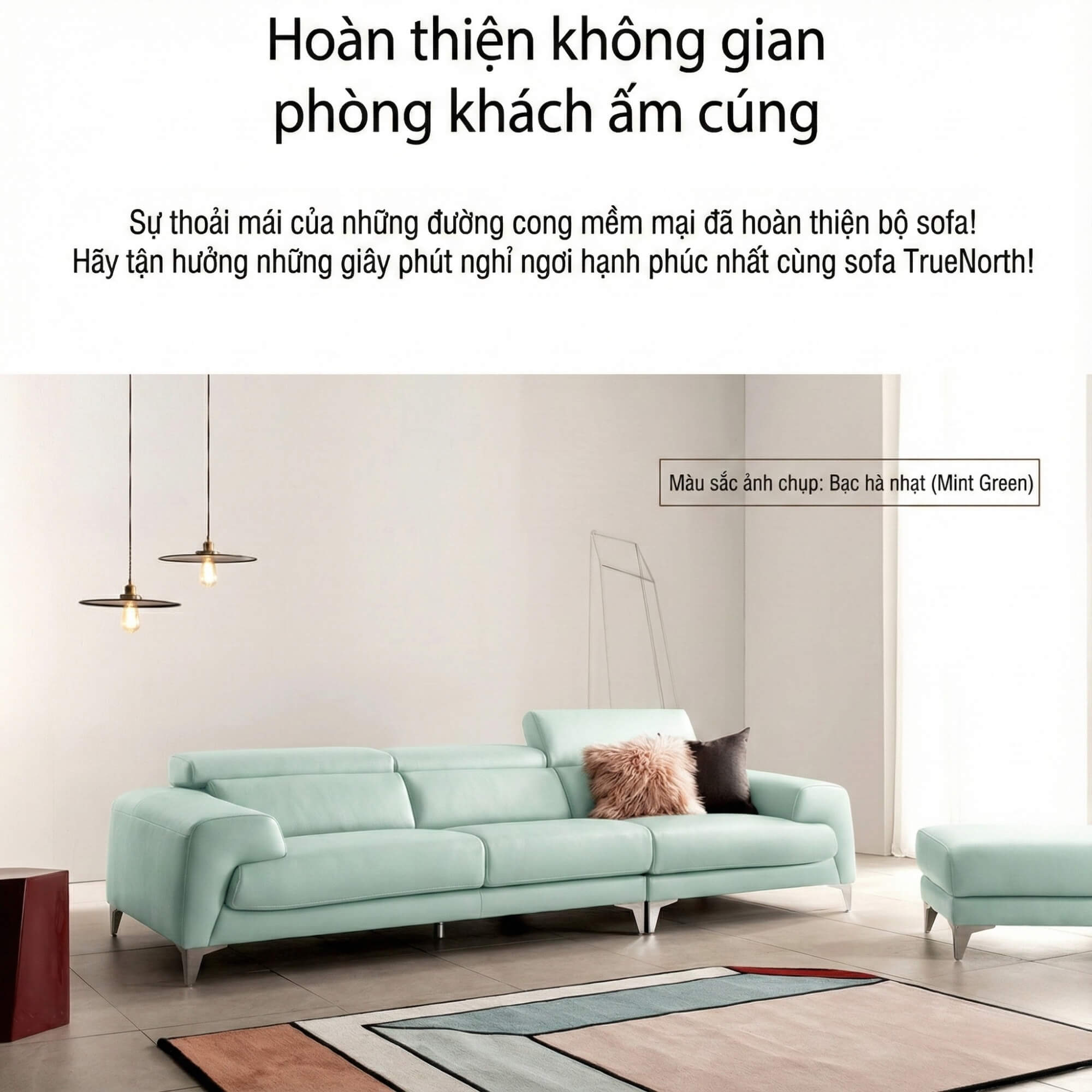 Sofa TRUENORTH - Sofa Băng Bọc Da Thiết Kế Mạnh Mẽ Có Tựa Đầu Linh Hoạt