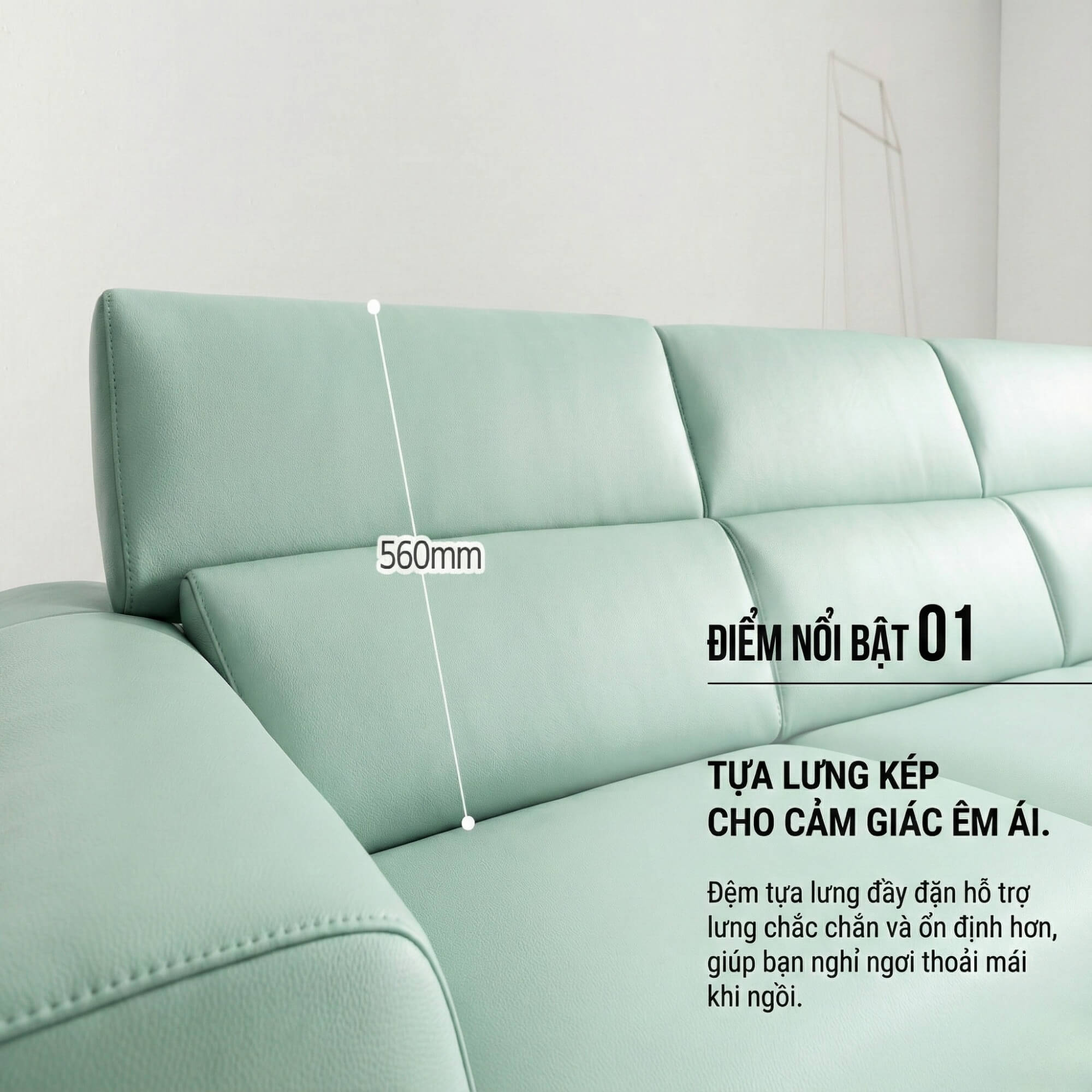 Sofa TRUENORTH - Sofa Băng Bọc Da Thiết Kế Mạnh Mẽ Có Tựa Đầu Linh Hoạt