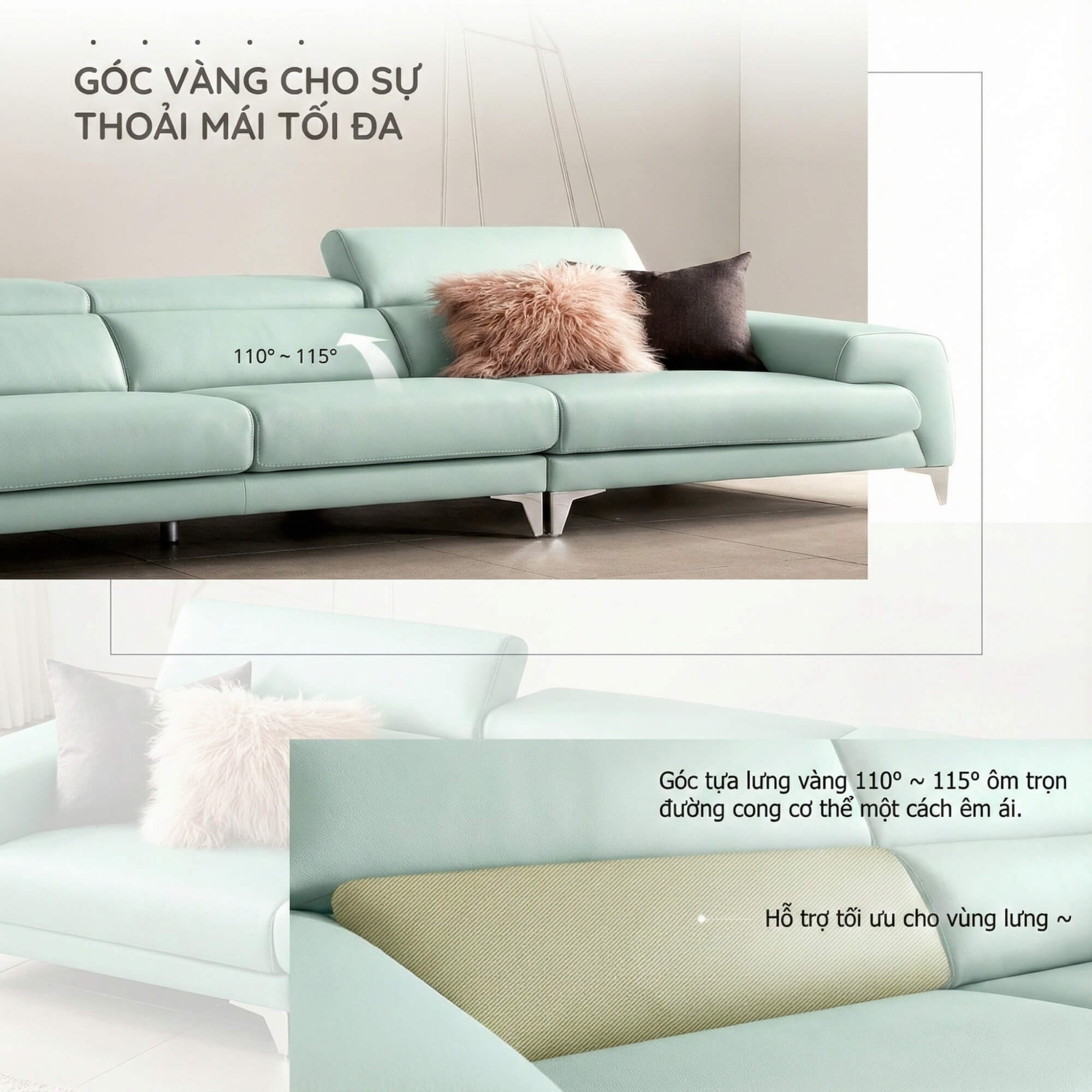 Sofa TRUENORTH - Sofa Băng Bọc Da Thiết Kế Mạnh Mẽ Có Tựa Đầu Linh Hoạt