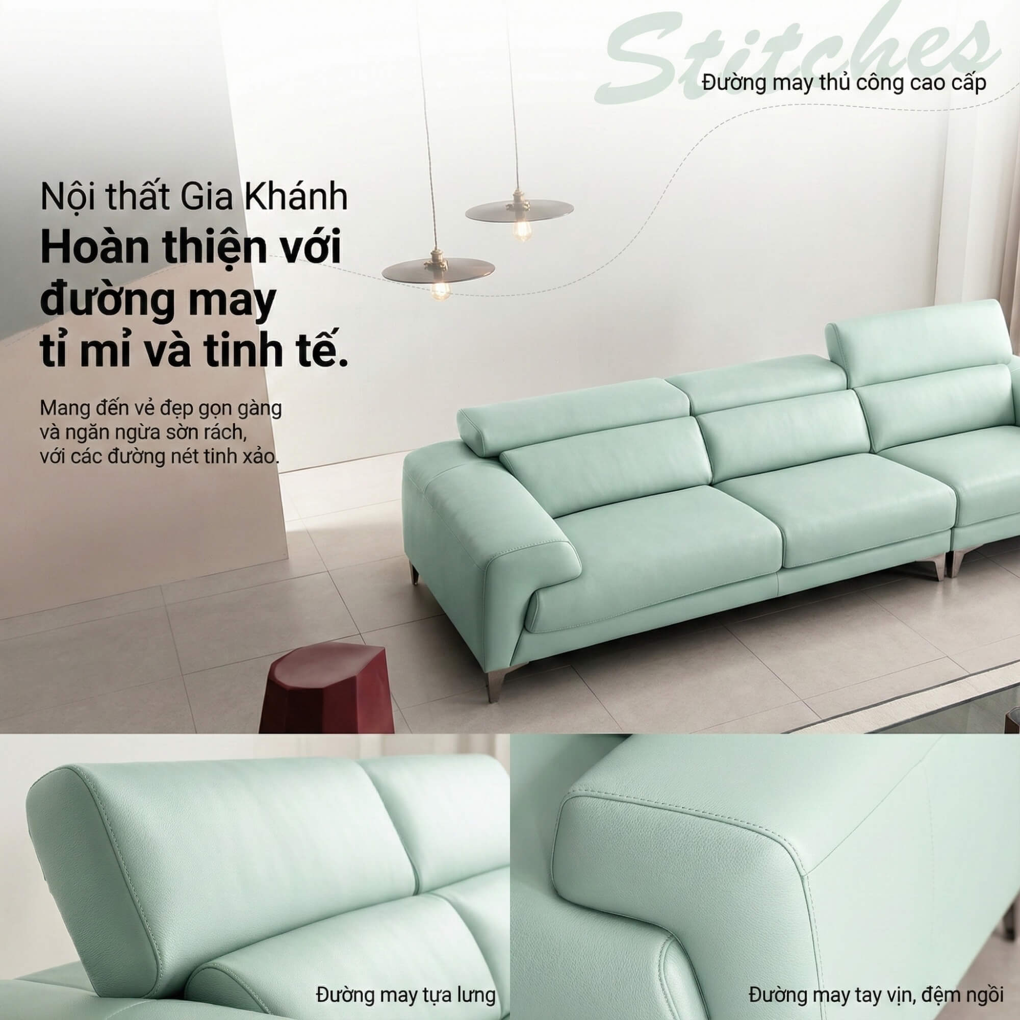 Sofa TRUENORTH - Sofa Băng Bọc Da Thiết Kế Mạnh Mẽ Có Tựa Đầu Linh Hoạt