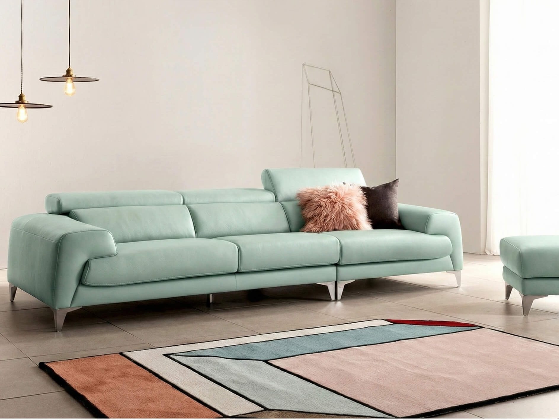 Sofa TRUENORTH - Sofa Băng Bọc Da Thiết Kế Mạnh Mẽ Có Tựa Đầu Linh Hoạt