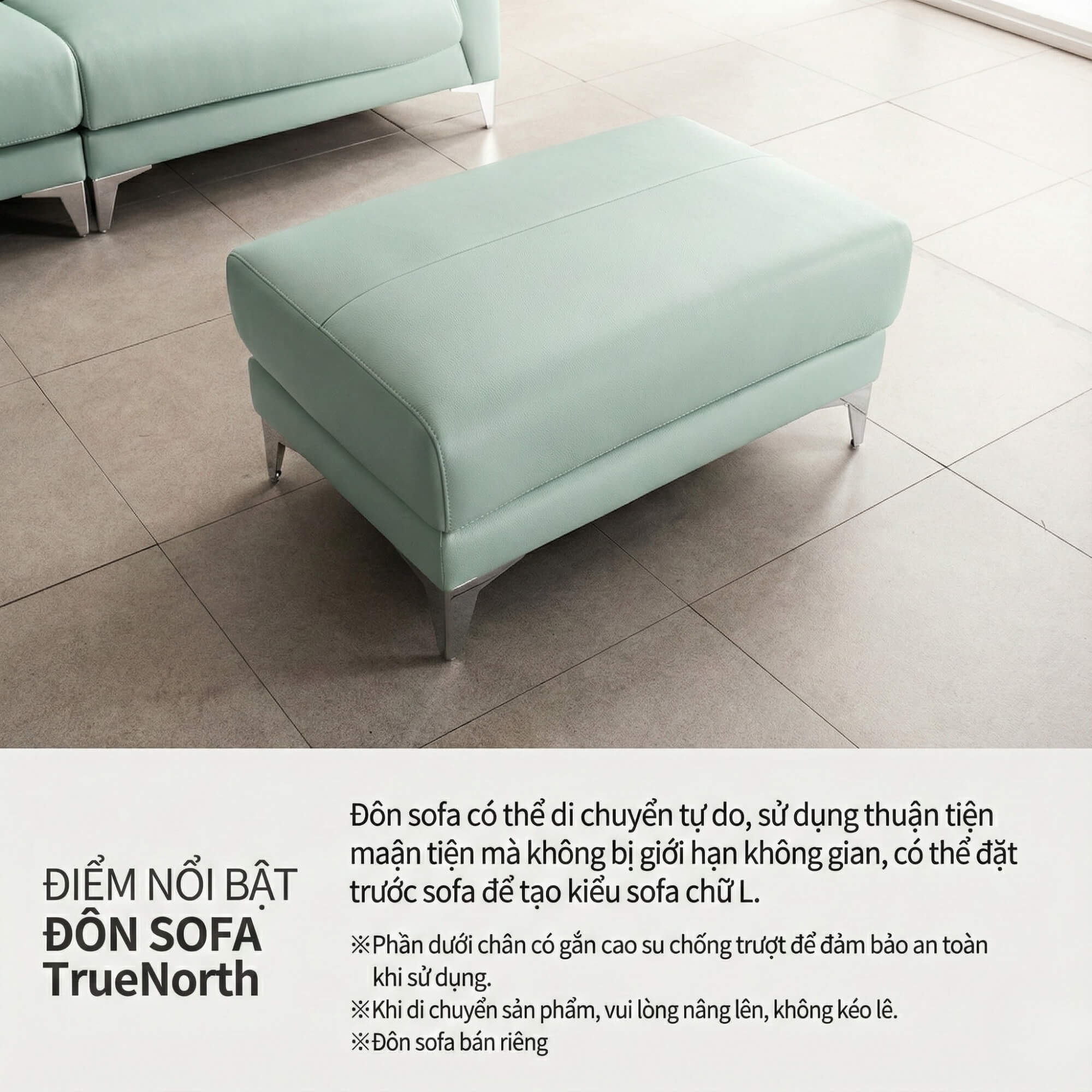 Sofa TRUENORTH - Sofa Băng Bọc Da Thiết Kế Mạnh Mẽ Có Tựa Đầu Linh Hoạt