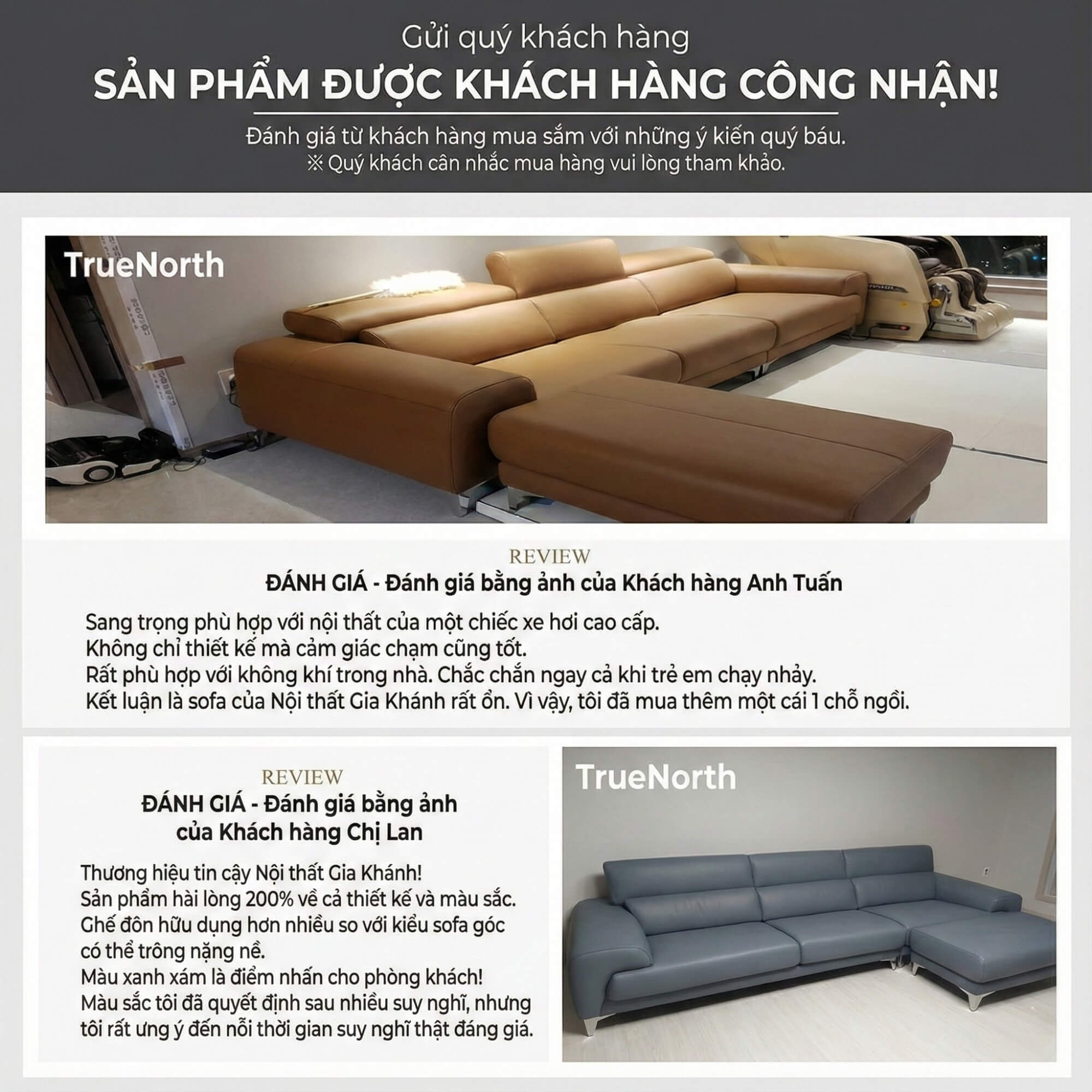 Sofa TRUENORTH - Sofa Băng Bọc Da Thiết Kế Mạnh Mẽ Có Tựa Đầu Linh Hoạt