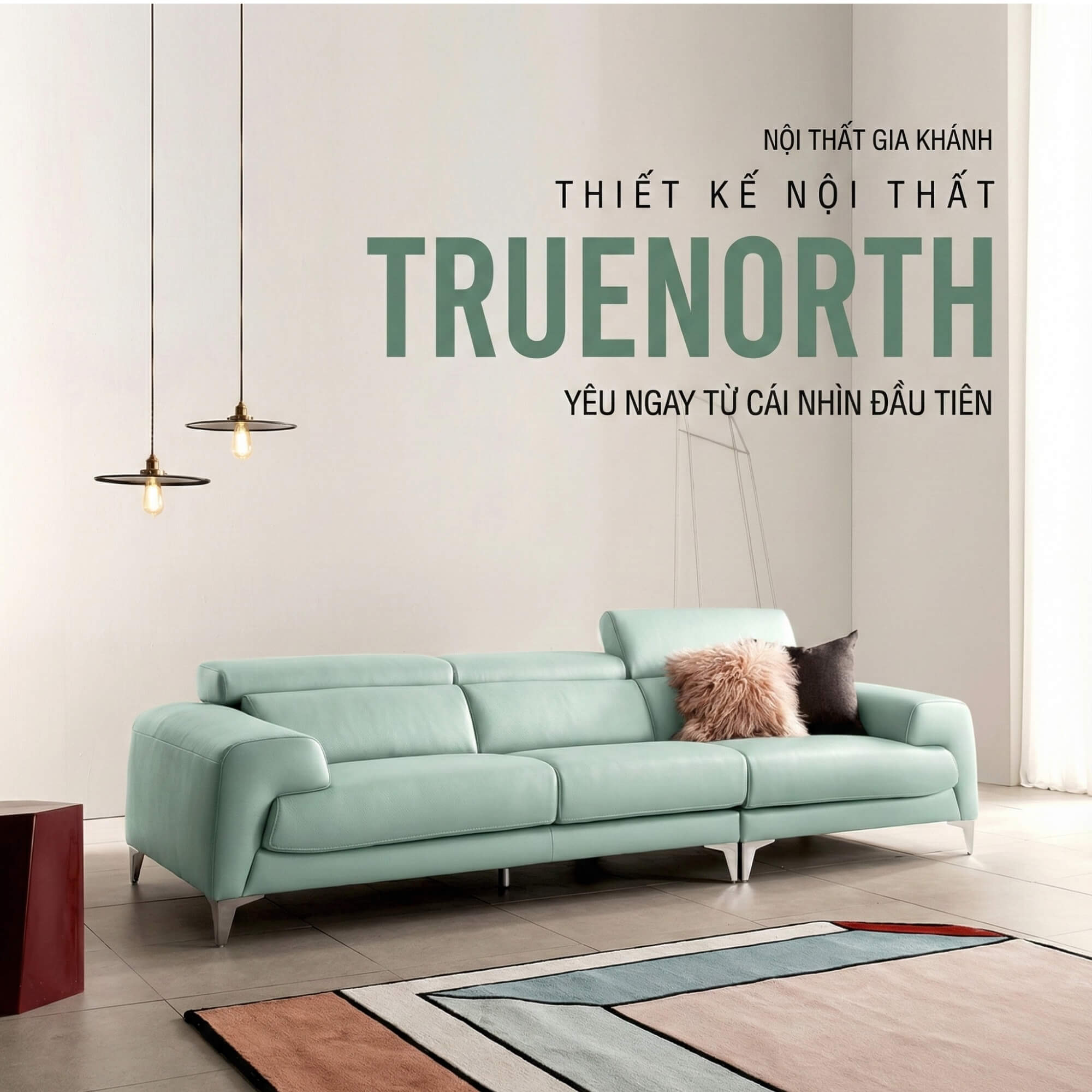 Sofa TRUENORTH - Sofa Băng Bọc Da Thiết Kế Mạnh Mẽ Có Tựa Đầu Linh Hoạt
