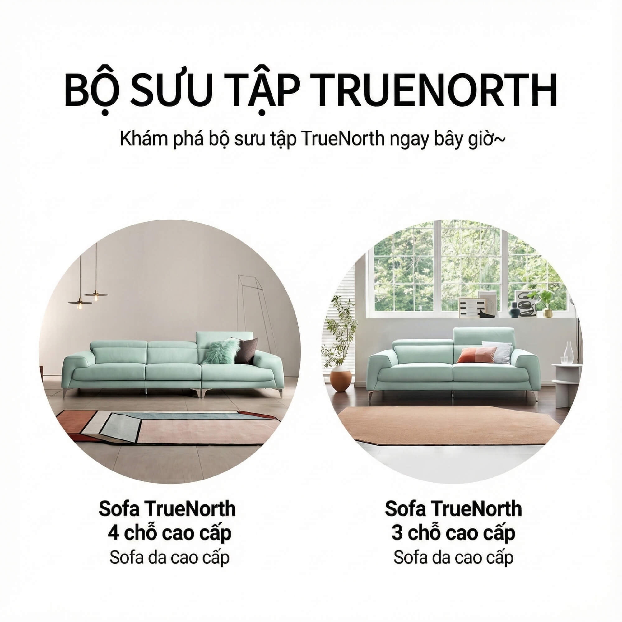 Sofa TRUENORTH - Sofa Băng Bọc Da Thiết Kế Mạnh Mẽ Có Tựa Đầu Linh Hoạt