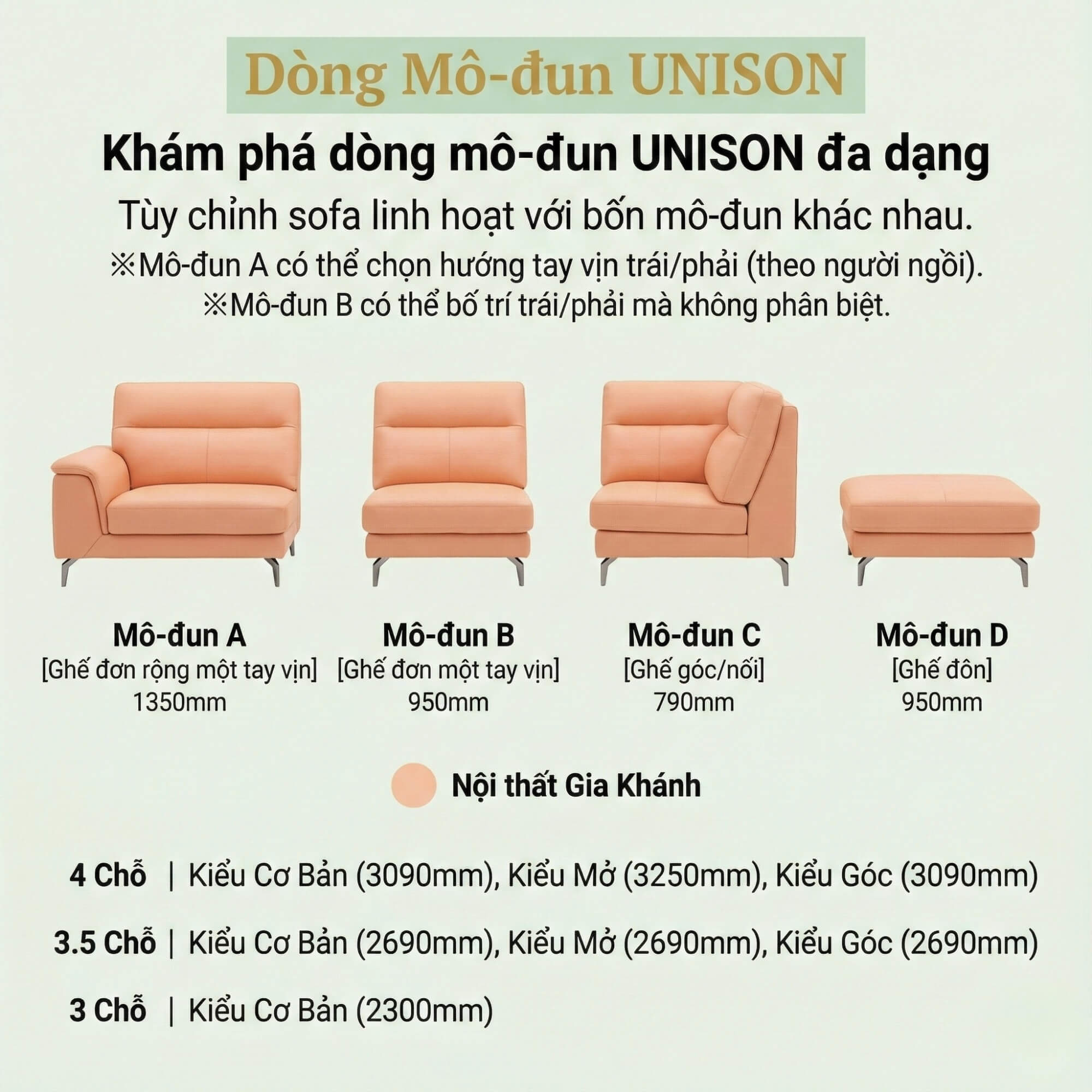 Sofa UNISON - Sofa Đơn Cao Cấp Dạng Modular Linh Hoạt Cho Phòng Khách