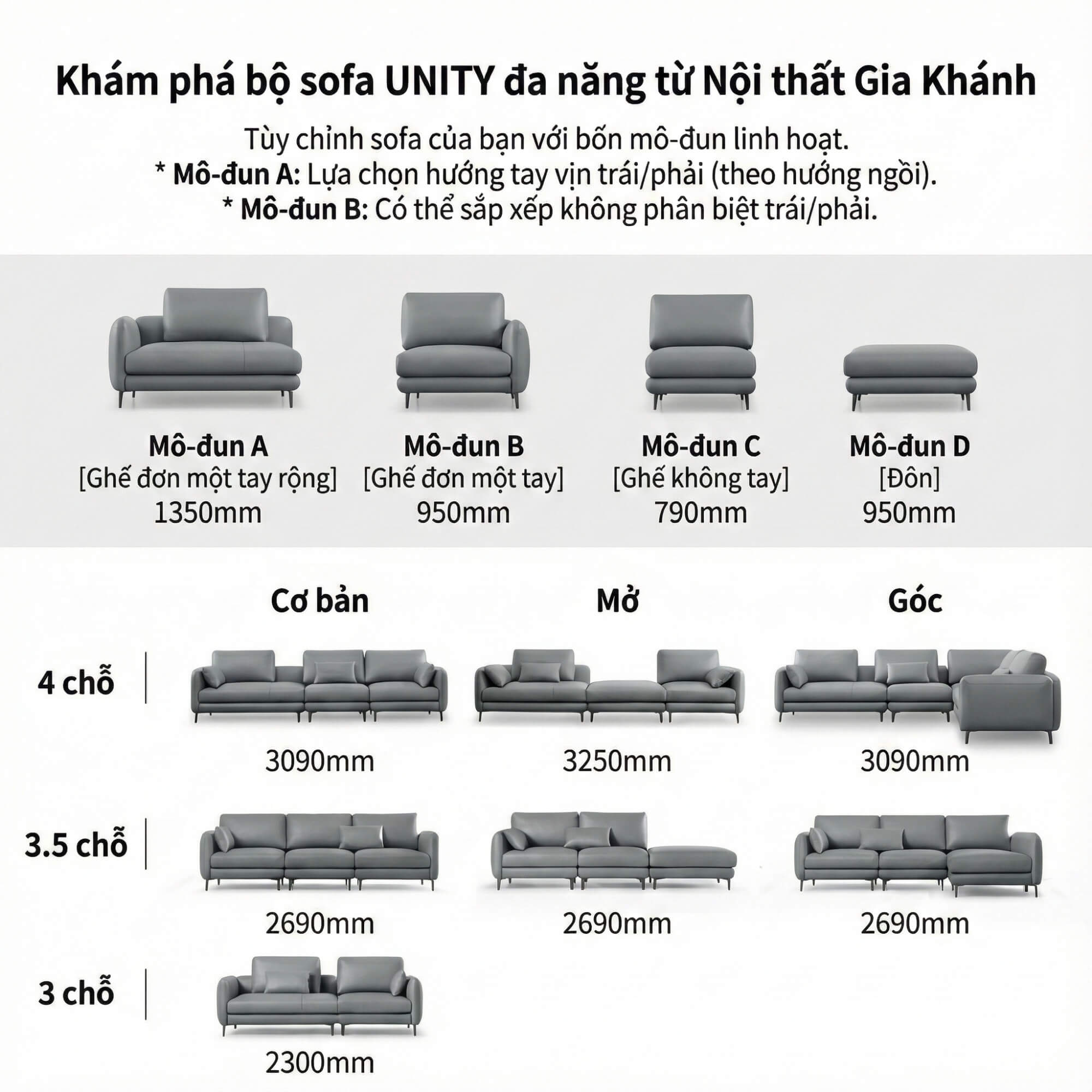 Sofa UNITY – Sofa Góc Dạng Module Linh Hoạt Tự Do Sáng Tạo