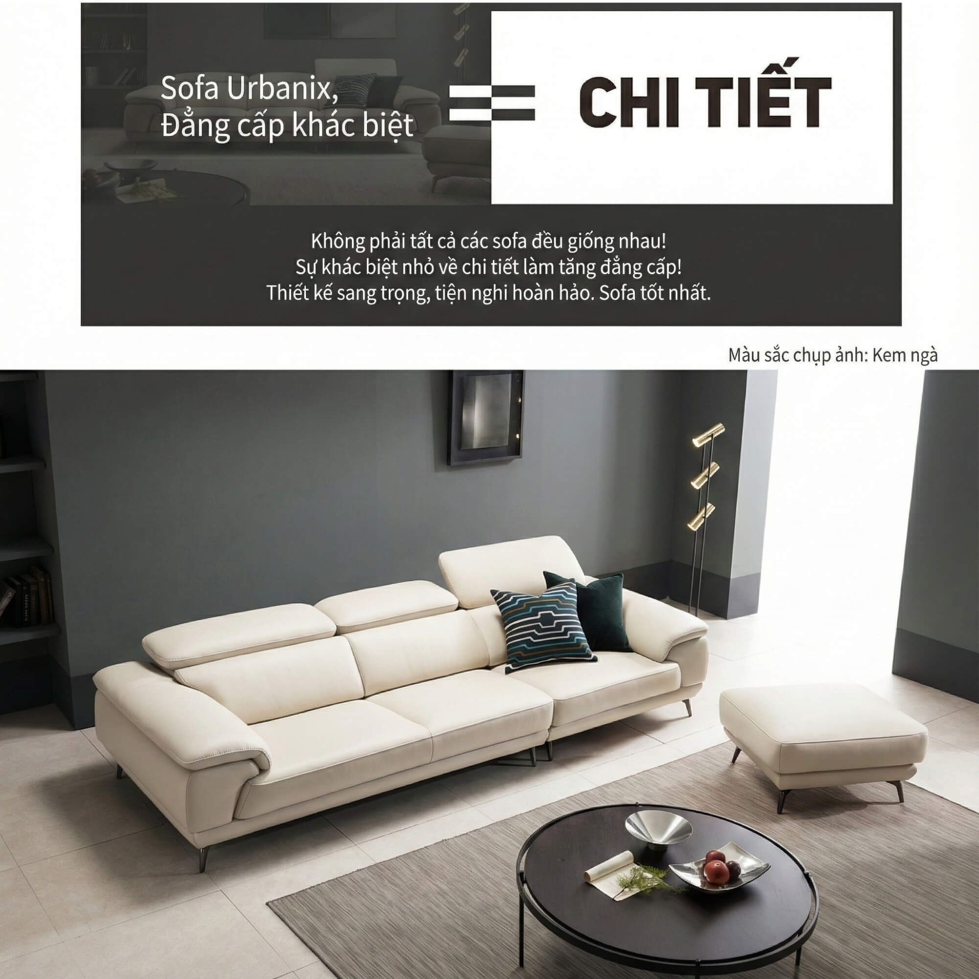 Sofa URBANIX - Sofa Da Dáng Văng Có Tựa Đầu Thông Minh