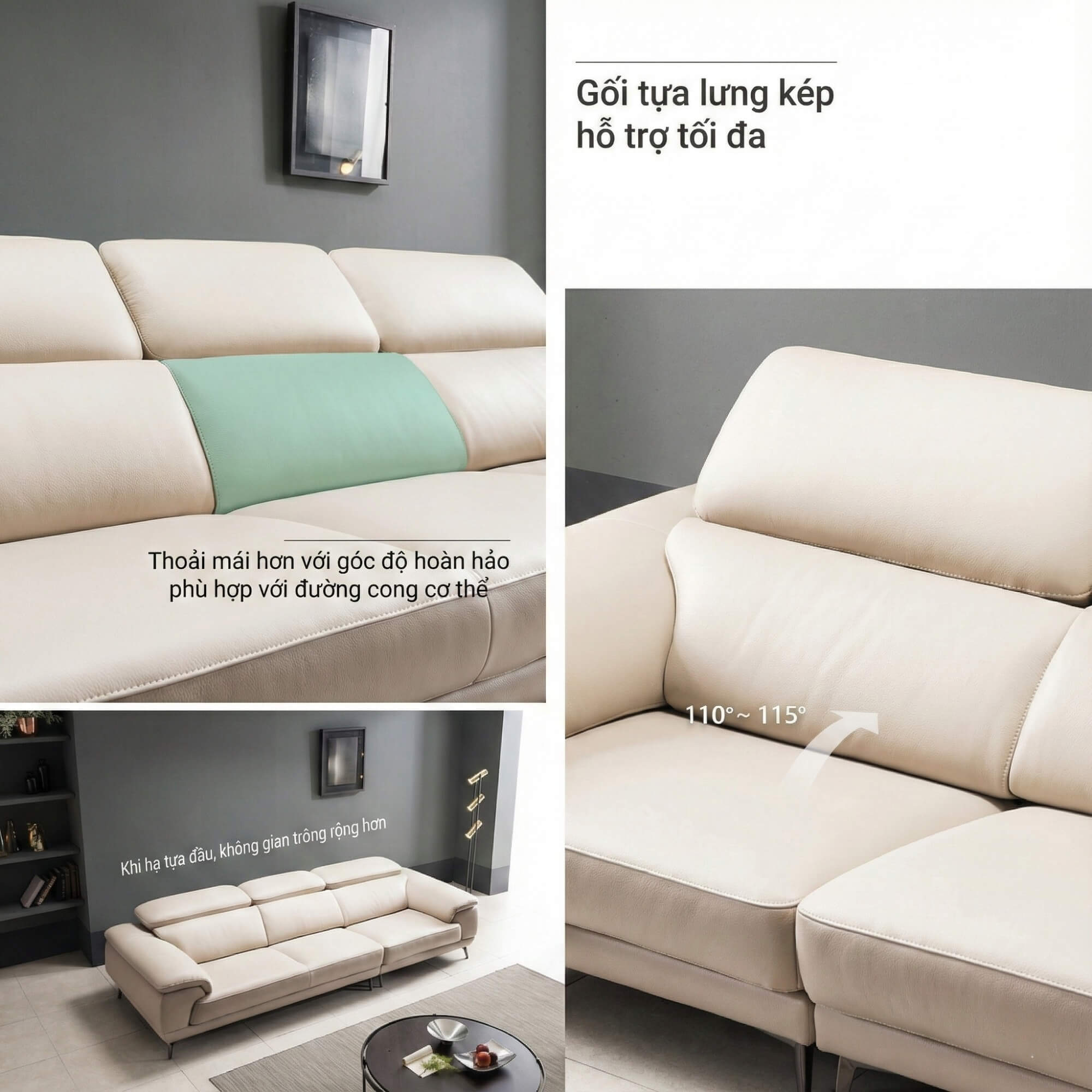Sofa URBANIX - Sofa Da Dáng Văng Có Tựa Đầu Thông Minh