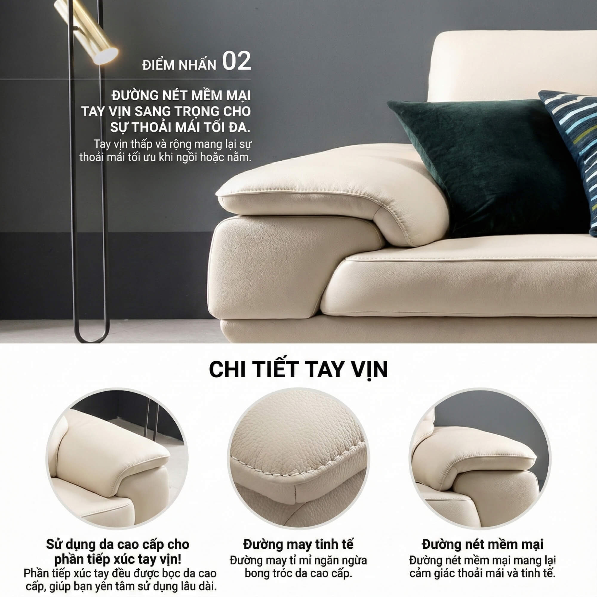 Sofa URBANIX - Sofa Da Dáng Văng Có Tựa Đầu Thông Minh