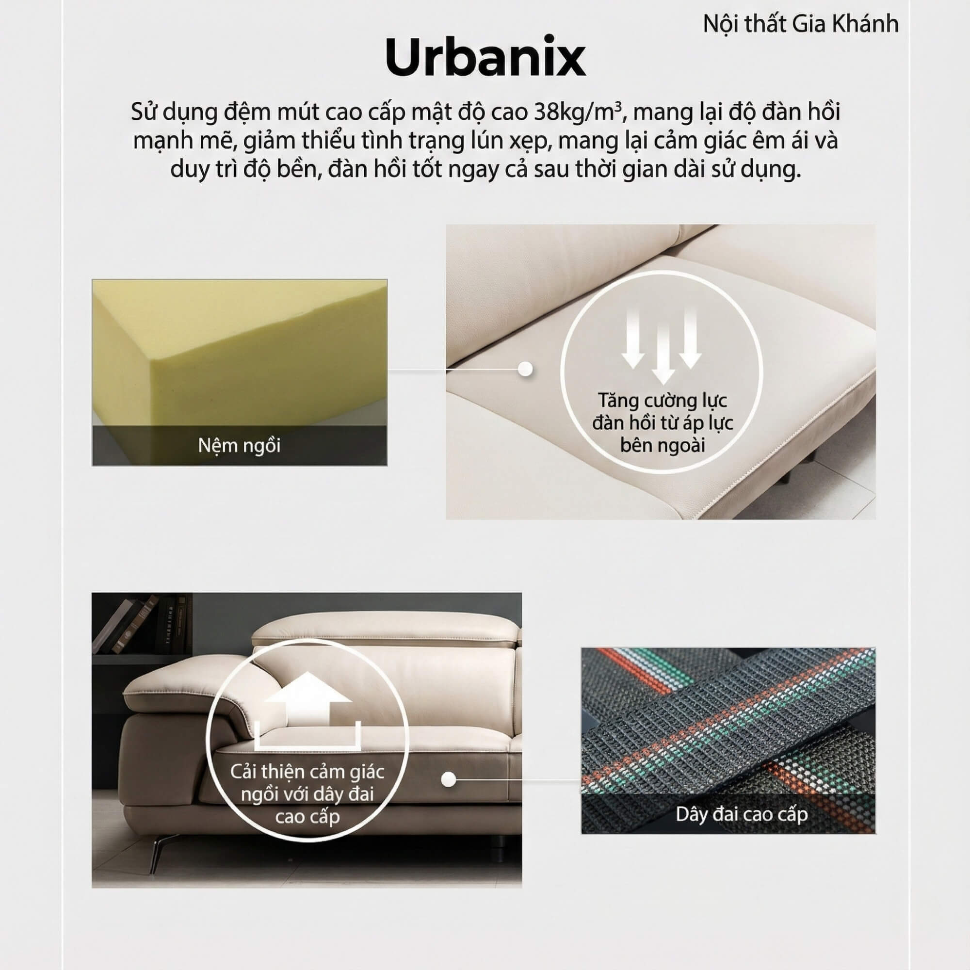 Sofa URBANIX - Sofa Da Dáng Văng Có Tựa Đầu Thông Minh