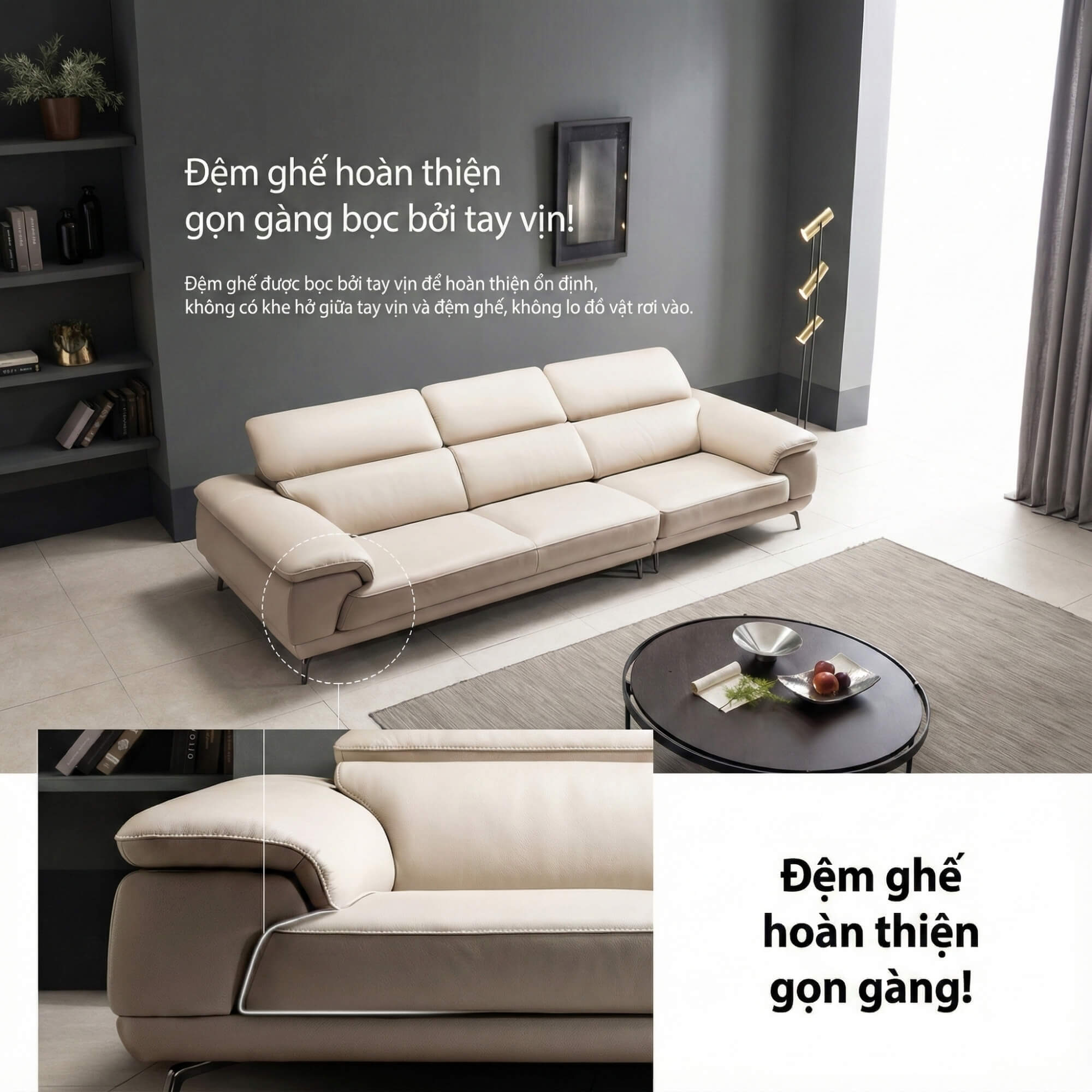Sofa URBANIX - Sofa Da Dáng Văng Có Tựa Đầu Thông Minh