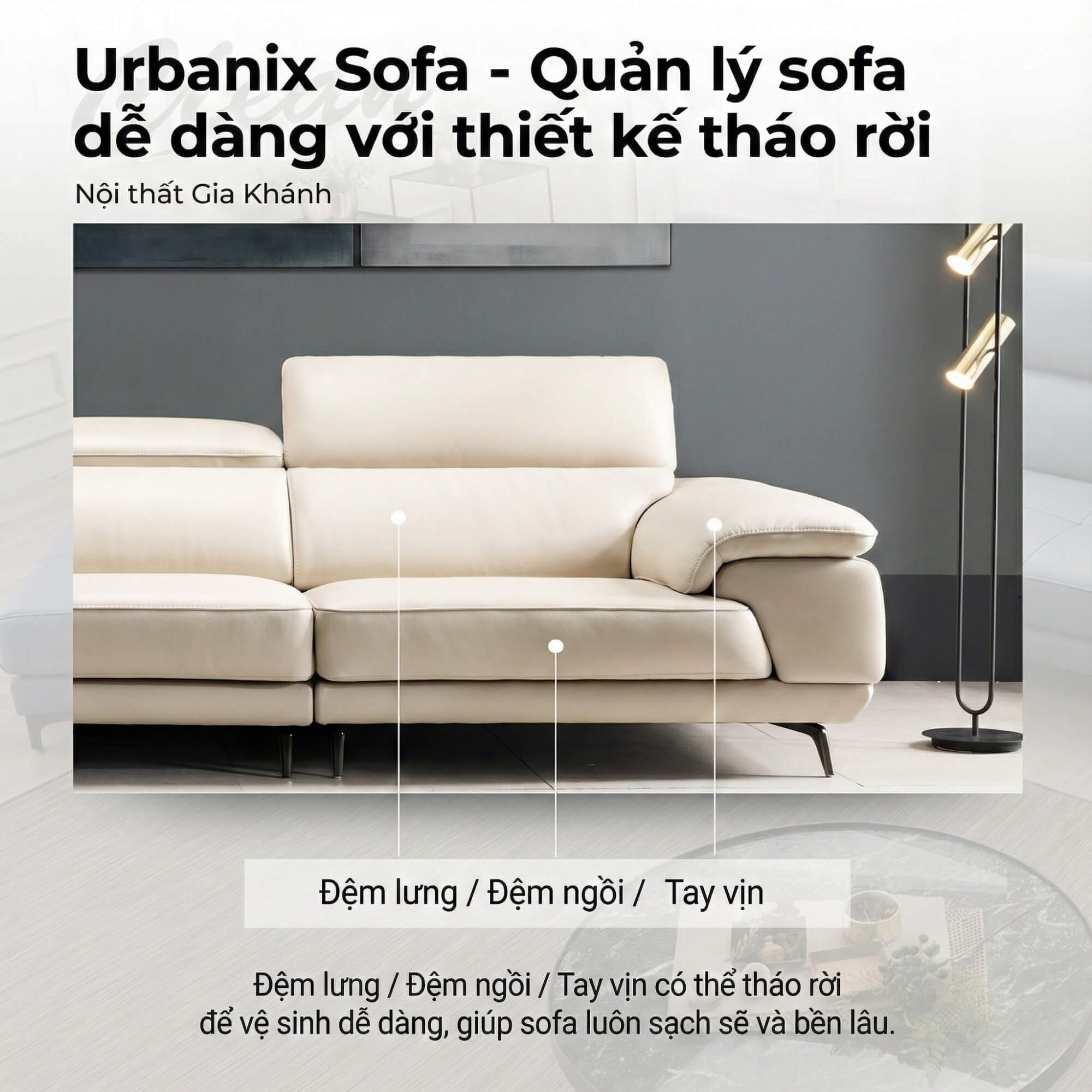 Sofa URBANIX - Sofa Da Dáng Văng Có Tựa Đầu Thông Minh