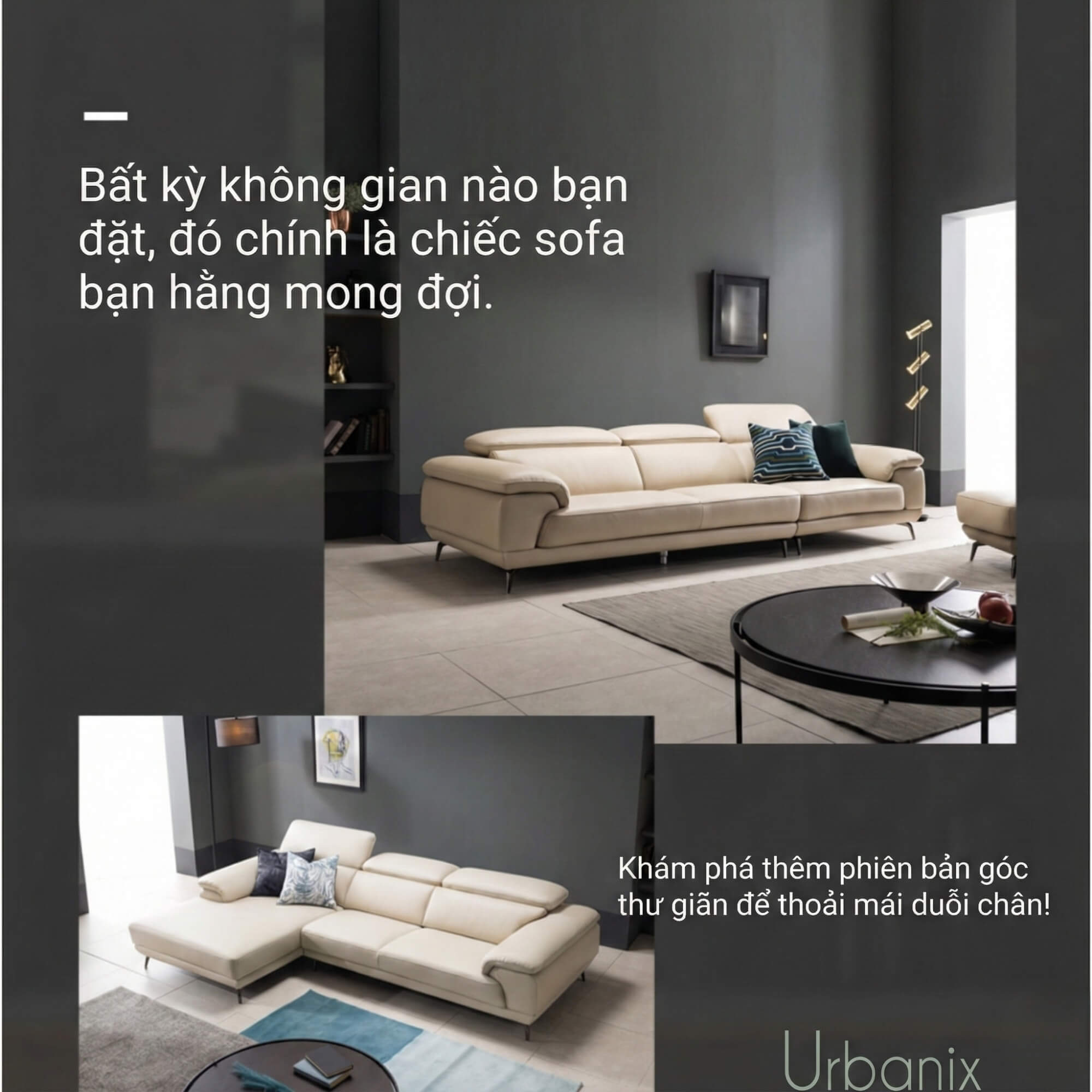 Sofa URBANIX - Sofa Da Dáng Văng Có Tựa Đầu Thông Minh