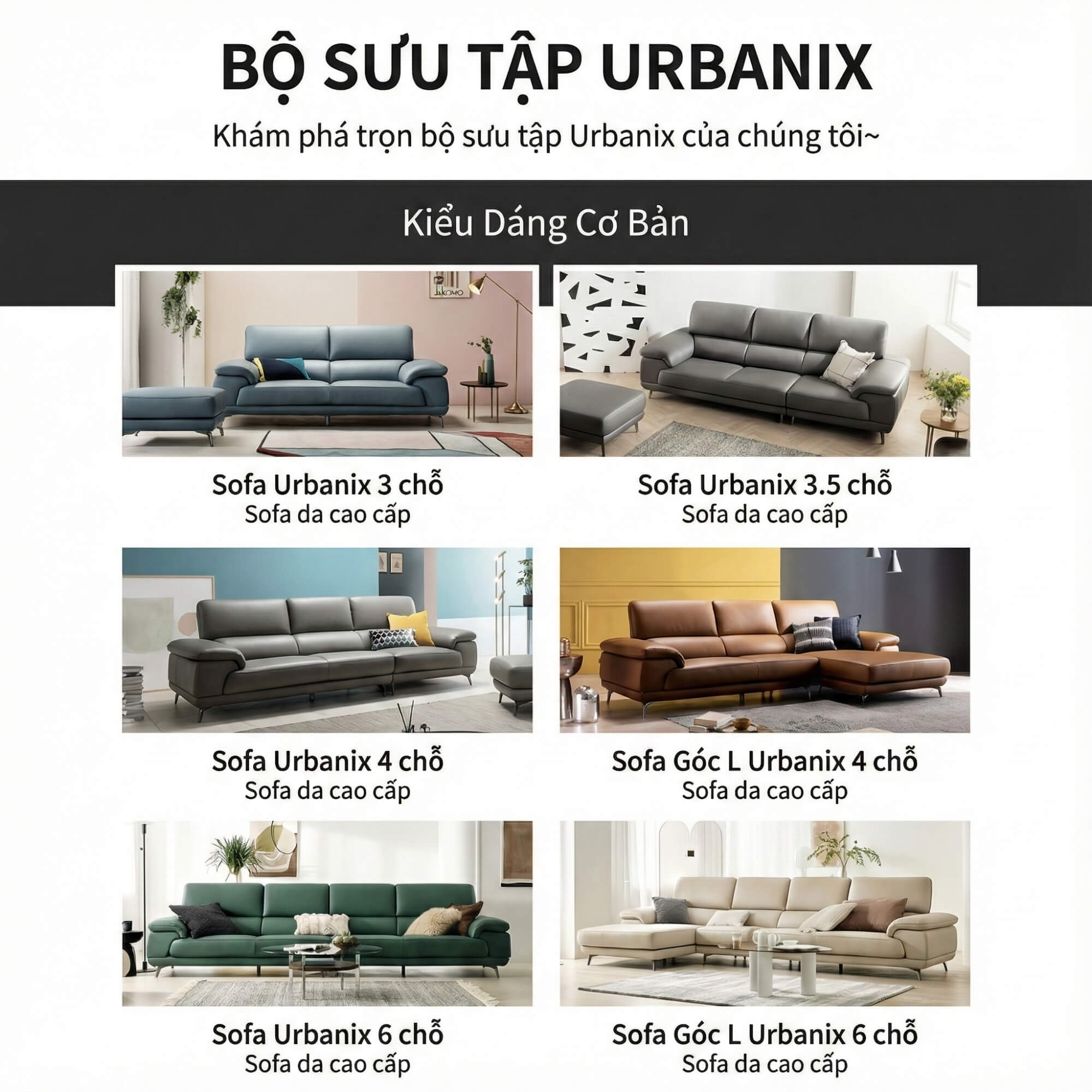 Sofa URBANIX - Sofa Da Dáng Văng Có Tựa Đầu Thông Minh