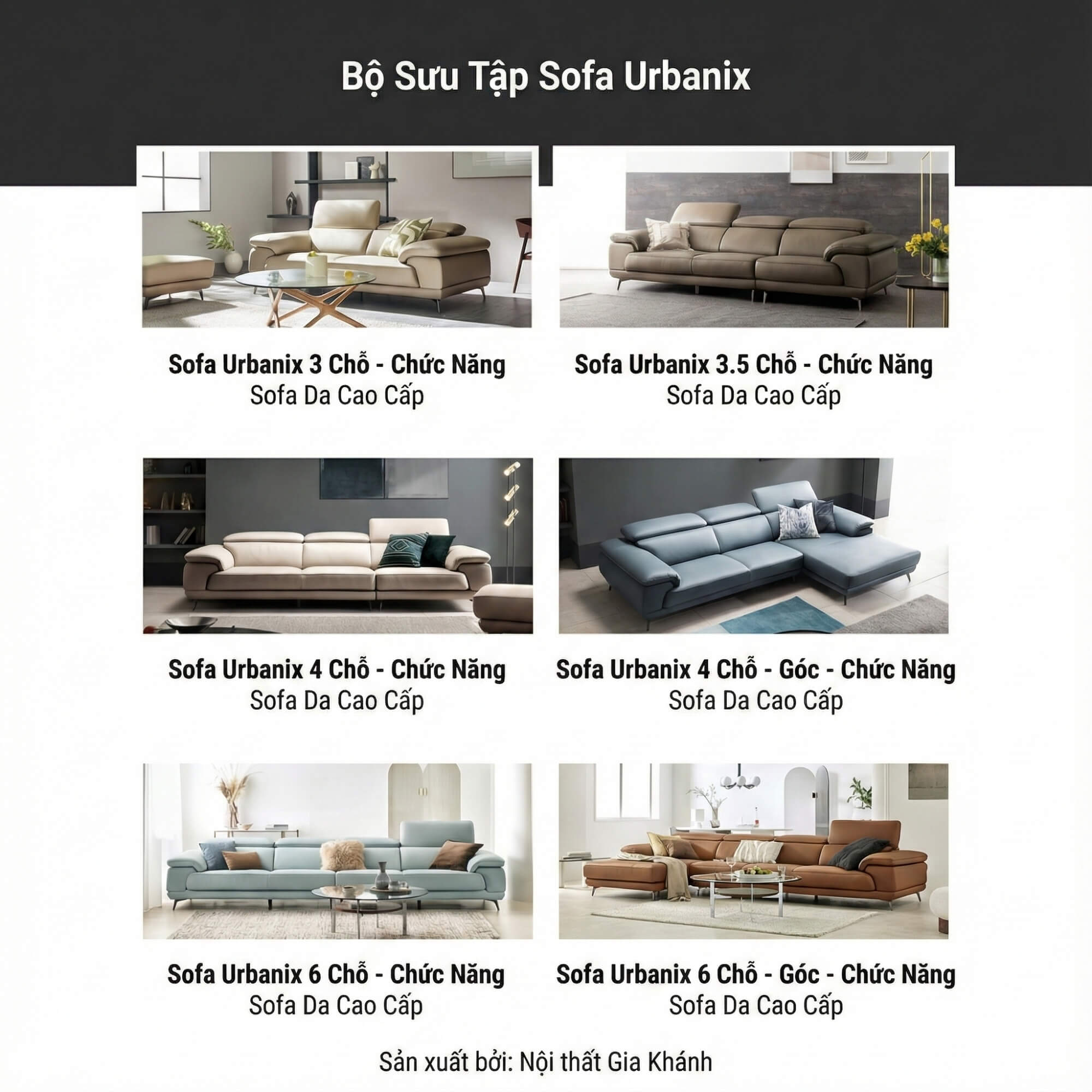 Sofa URBANIX - Sofa Da Dáng Văng Có Tựa Đầu Thông Minh