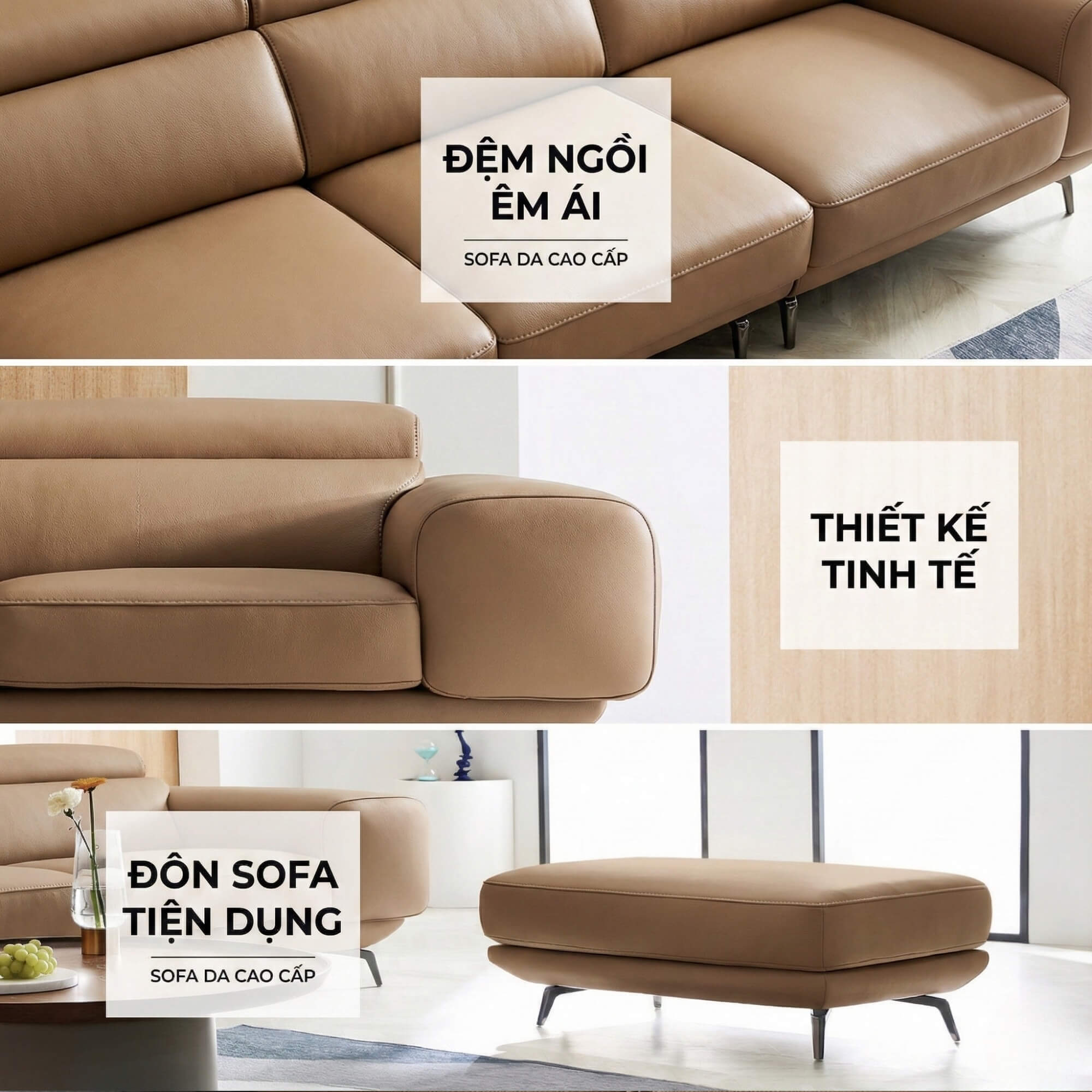 Sofa VERMONT - Sofa Băng Ấm Áp Thư Giãn Với Tựa Đầu Thông Minh