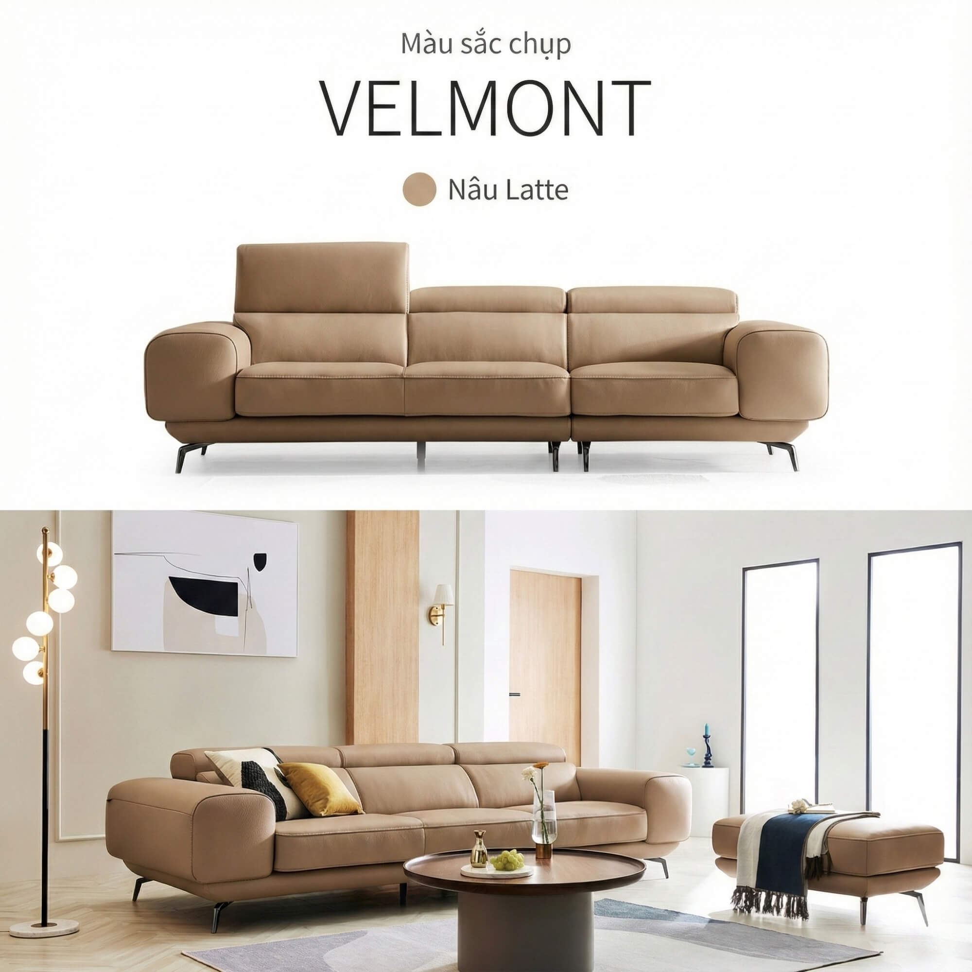 Sofa VERMONT - Sofa Băng Ấm Áp Thư Giãn Với Tựa Đầu Thông Minh