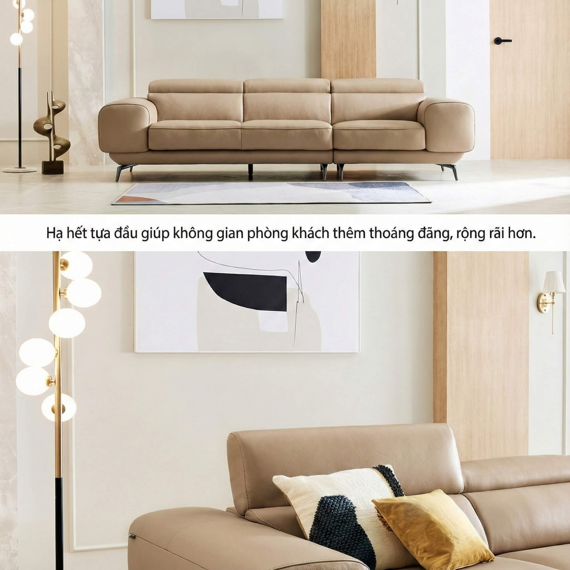 Sofa VERMONT - Sofa Băng Ấm Áp Thư Giãn Với Tựa Đầu Thông Minh