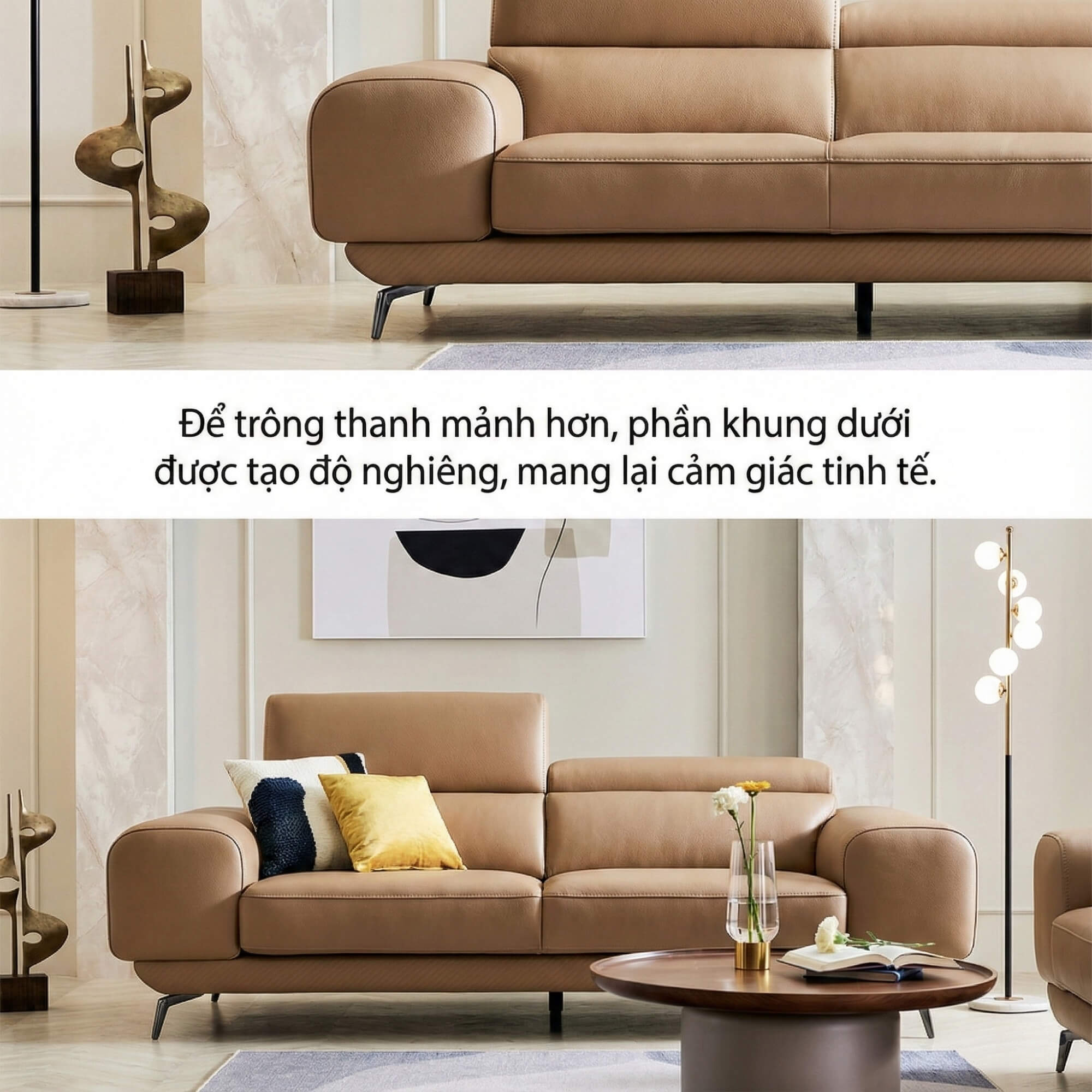 Sofa VERMONT - Sofa Băng Ấm Áp Thư Giãn Với Tựa Đầu Thông Minh