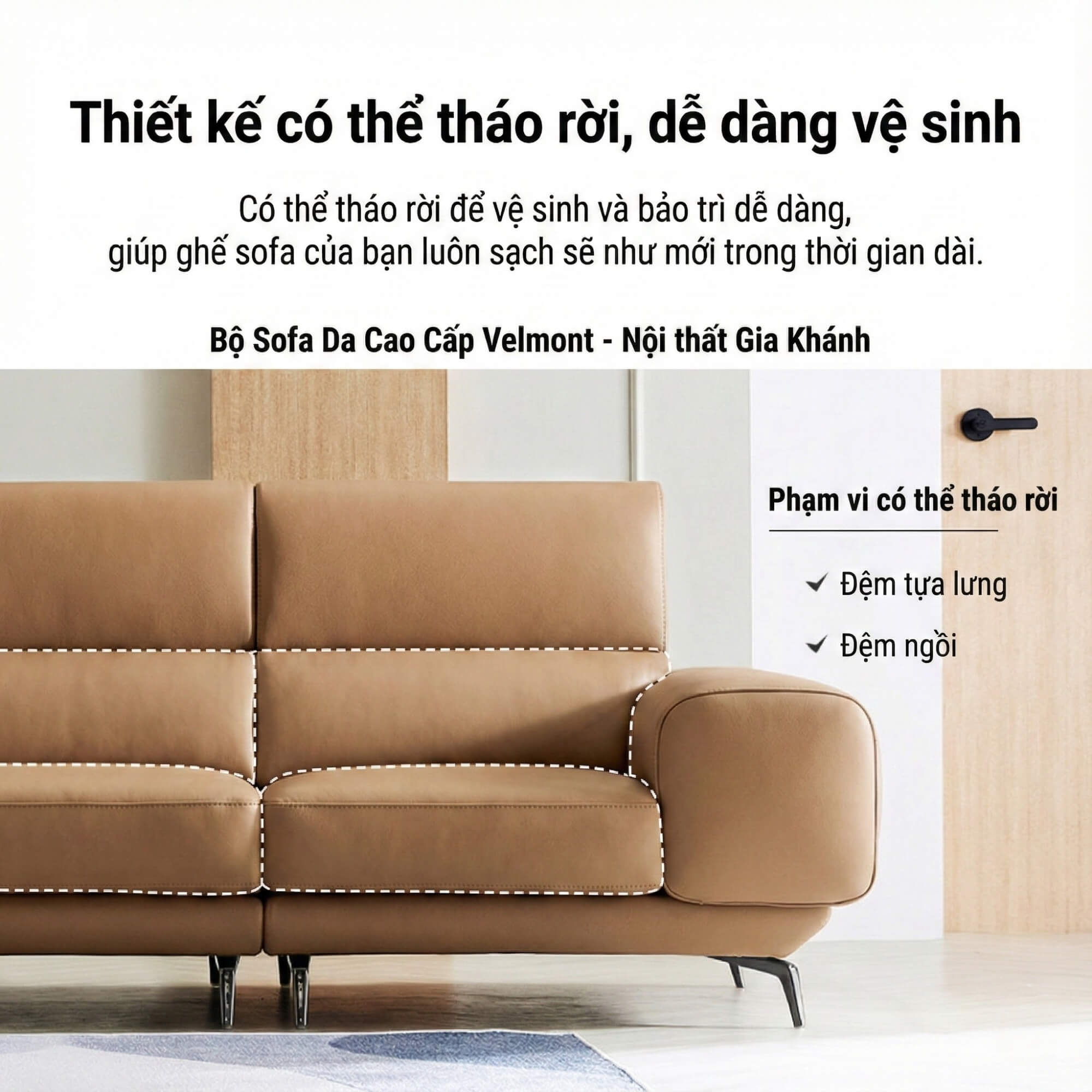 Sofa VERMONT - Sofa Băng Ấm Áp Thư Giãn Với Tựa Đầu Thông Minh