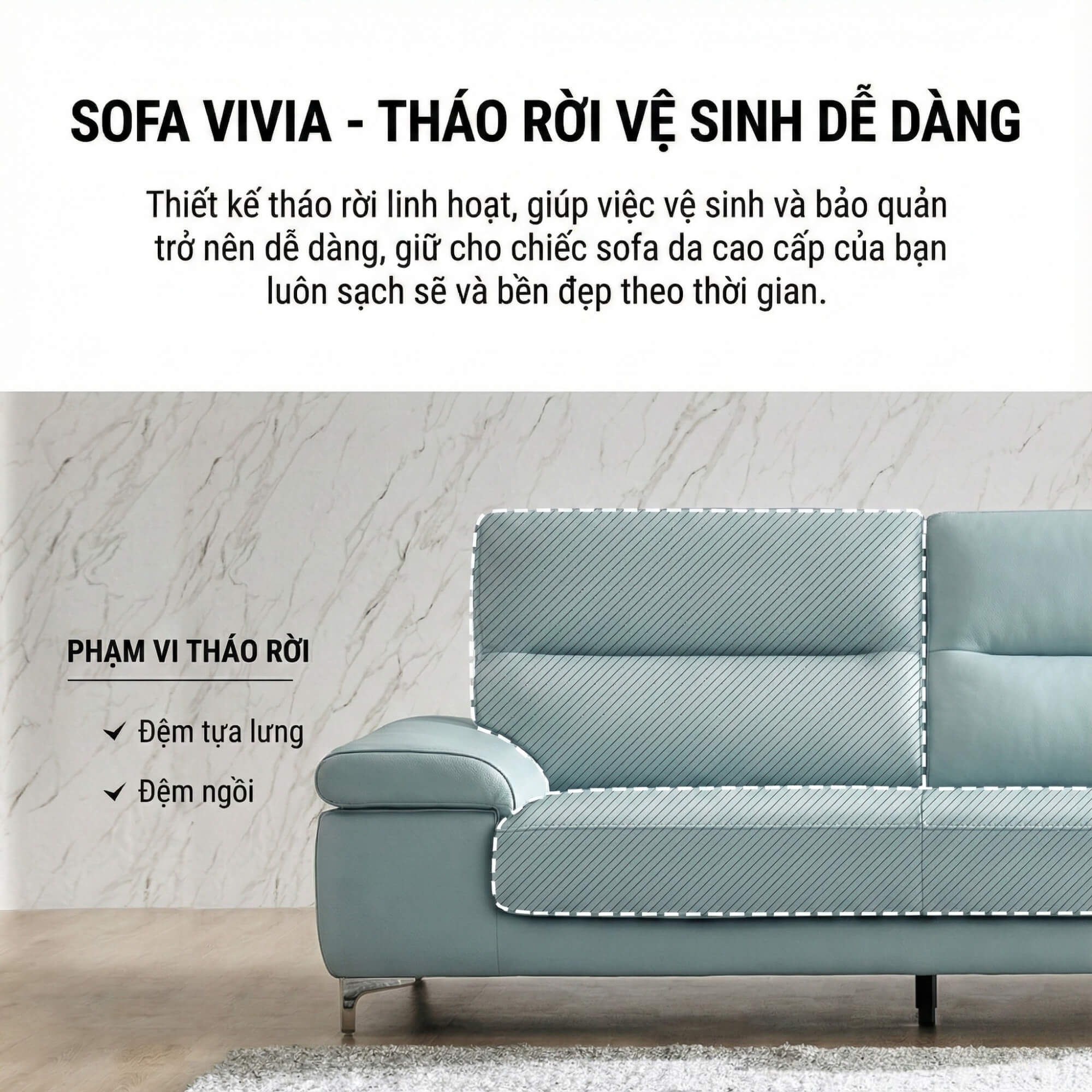 Sofa VIVIA - Sofa Băng 2 Chỗ Nhỏ Gọn Phù Hợp Mọi Gia Đình