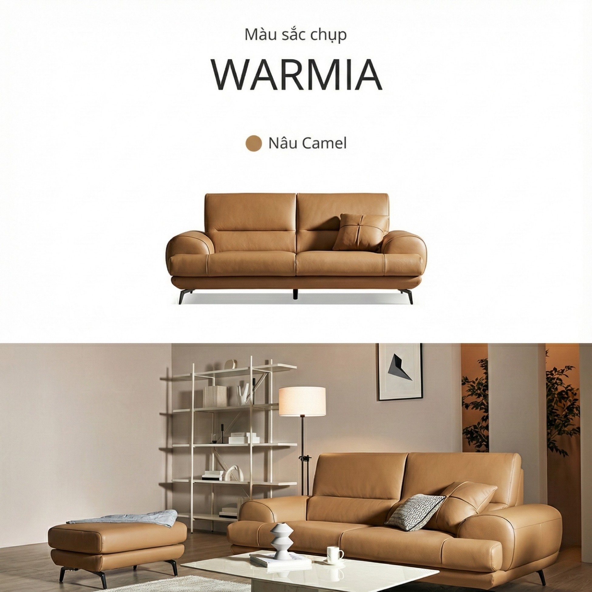 Sofa WARMIA – Sofa Da Cao Cấp Thiết kế Hiện Đại Tinh Tế Cho Phòng Khách Sang Trọng