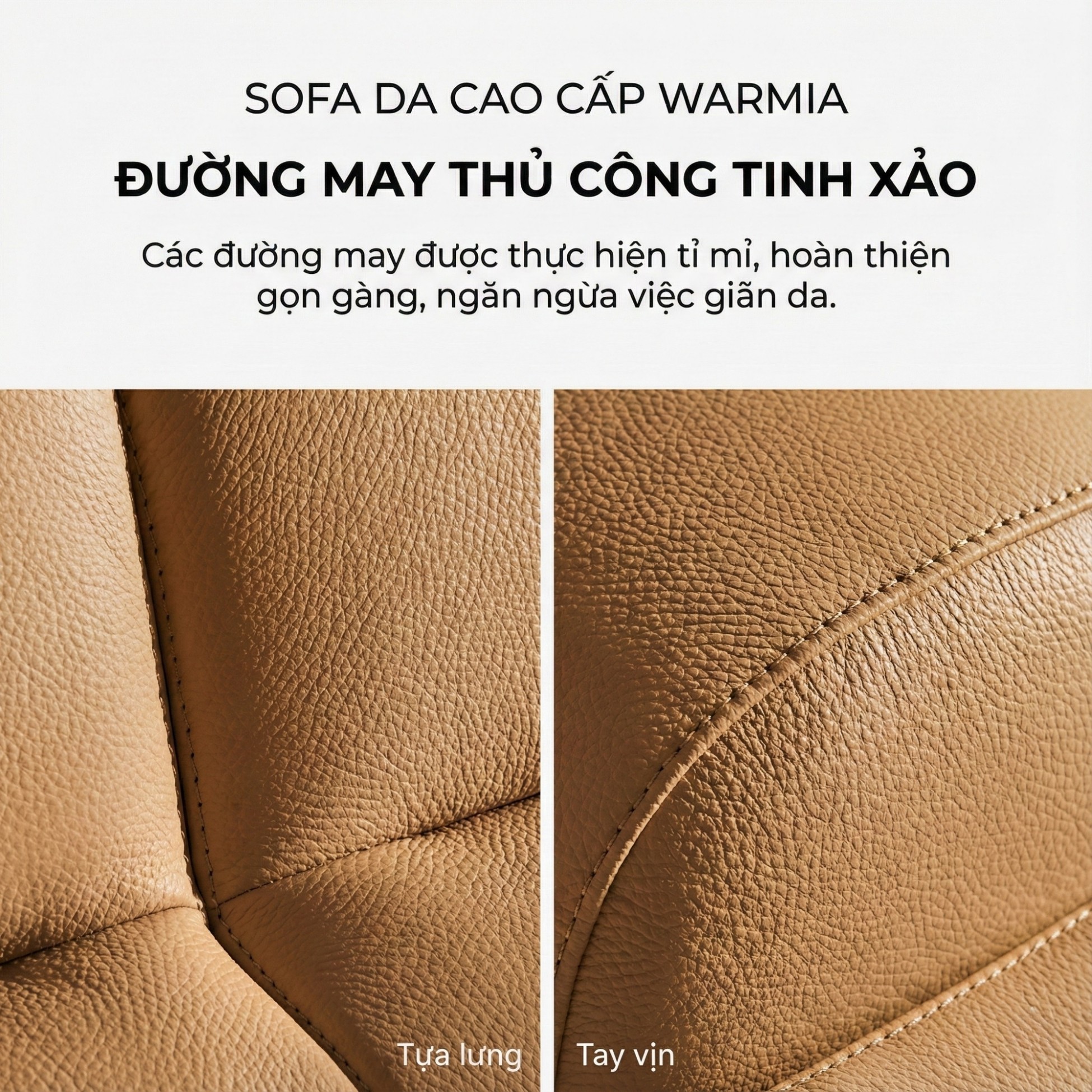 Sofa WARMIA – Sofa Da Cao Cấp Thiết kế Hiện Đại Tinh Tế Cho Phòng Khách Sang Trọng