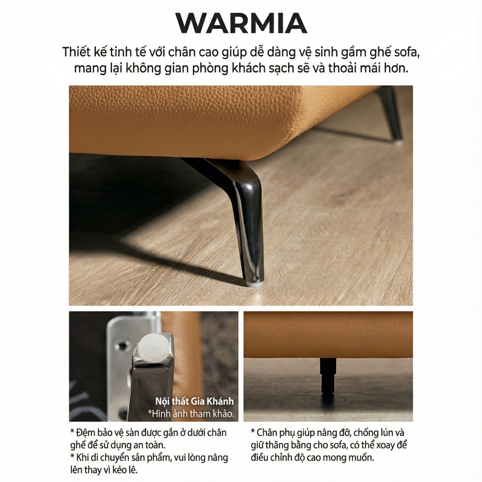 Sofa WARMIA – Sofa Da Cao Cấp Thiết kế Hiện Đại Tinh Tế Cho Phòng Khách Sang Trọng