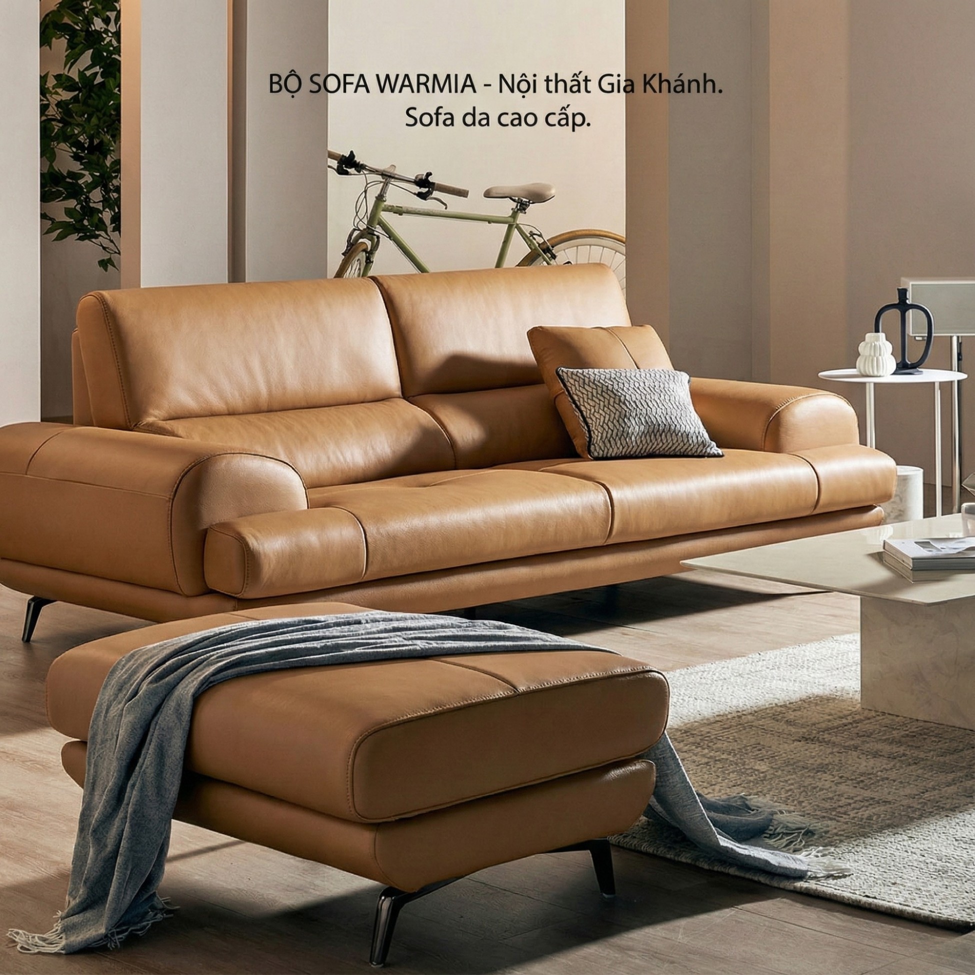 Sofa WARMIA – Sofa Da Cao Cấp Thiết kế Hiện Đại Tinh Tế Cho Phòng Khách Sang Trọng