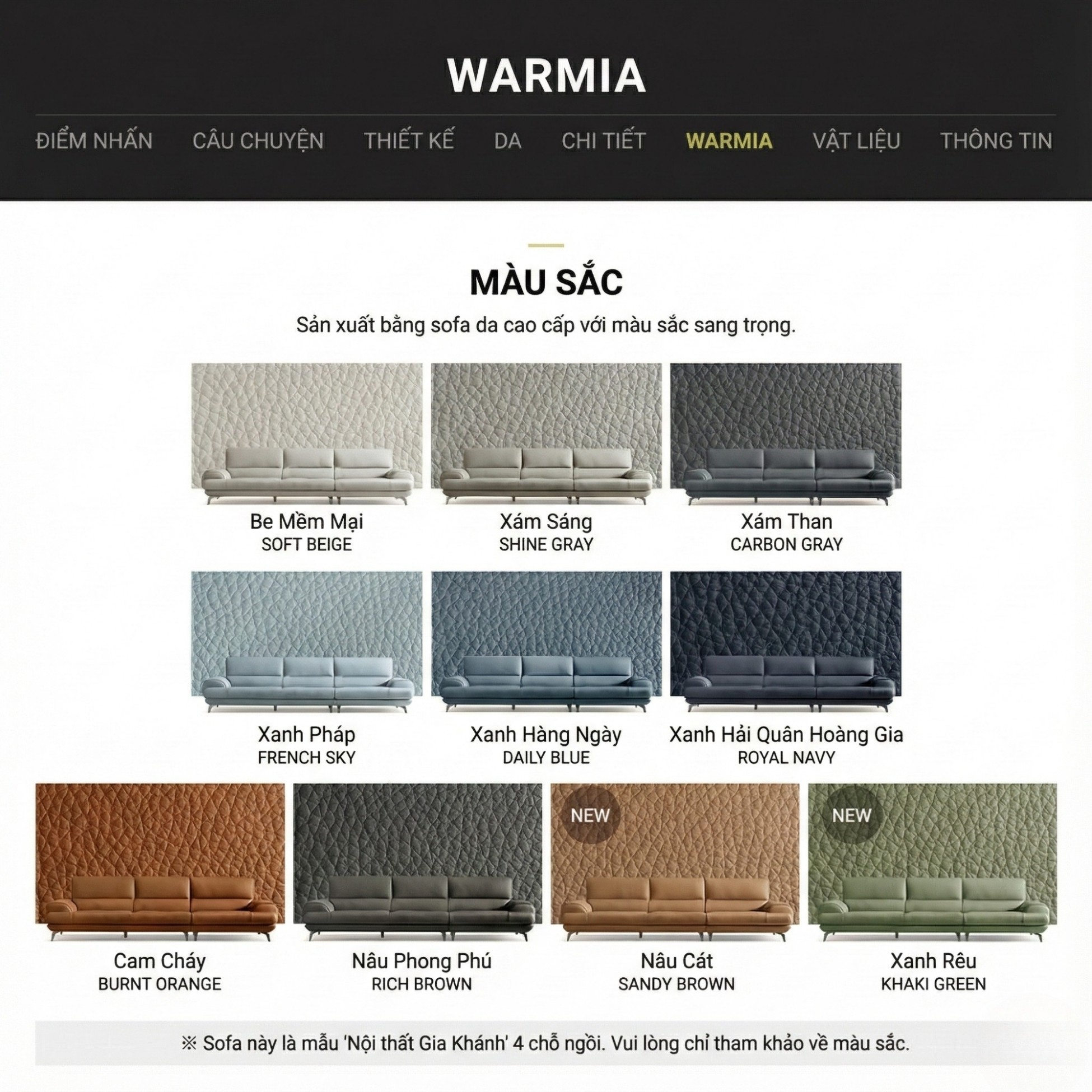 Sofa WARMIA – Sofa Da Cao Cấp Thiết kế Hiện Đại Tinh Tế Cho Phòng Khách Sang Trọng