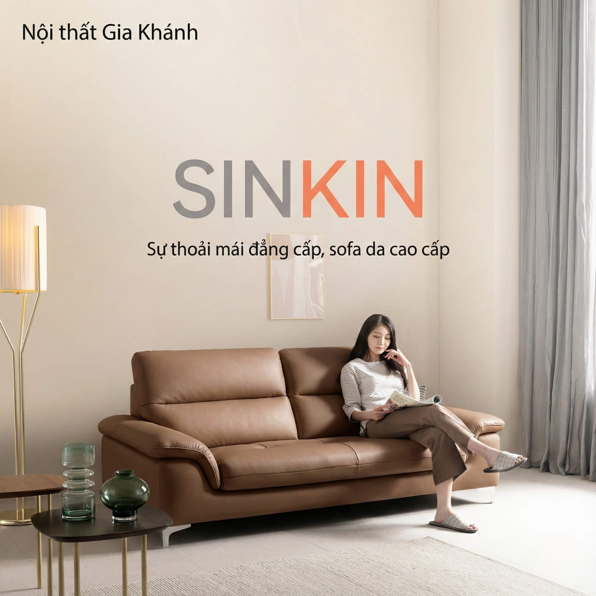 Sofa SINKIN - Sofa Băng 2M Nhỏ Gọn Thiết Kế Tối Giản Cho Phòng Khách Mini