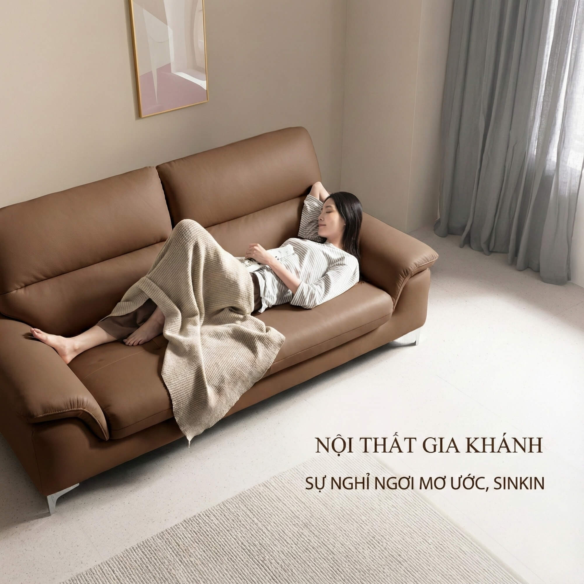 Sofa SINKIN - Sofa Băng 2M Nhỏ Gọn Thiết Kế Tối Giản Cho Phòng Khách Mini