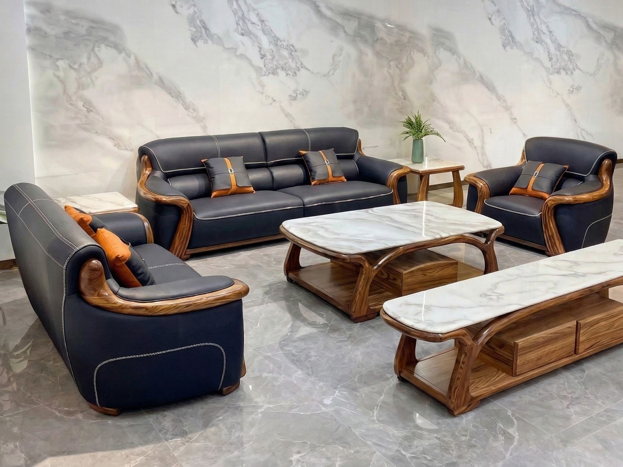 Bộ Sofa Gỗ Mun Nhập Khẩu SBF623-124