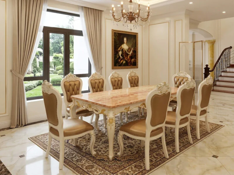 Bộ Bàn Ăn Tân Cổ Điển Élanoire 8 Ghế T18-C87