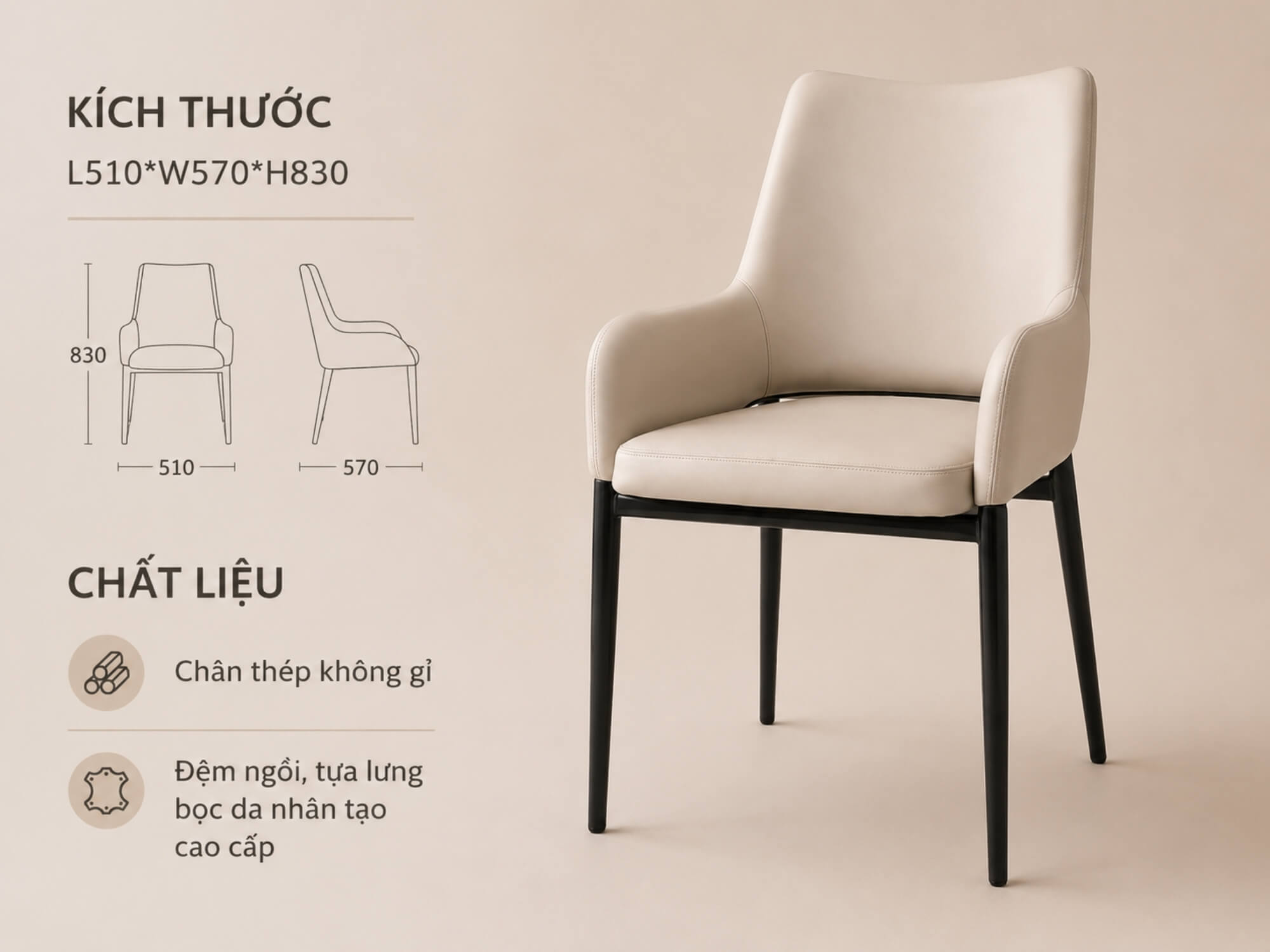 Ghế Ăn EVREN - Ghế Ăn Hiện Đại Cho Gia Đình Trẻ GASJ-817 - Ảnh 6