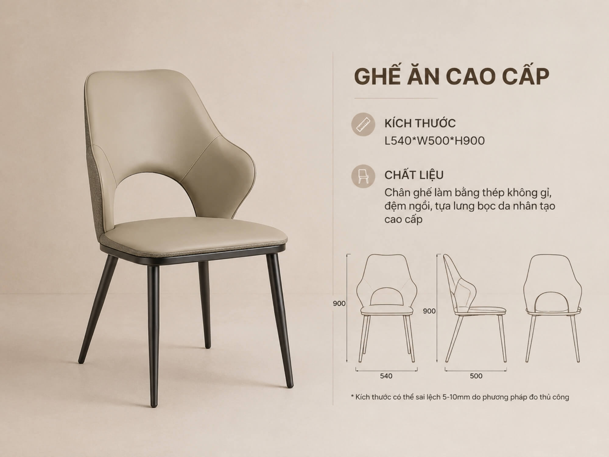 Ghế ăn LAZIO - Ghế Ăn Hiện Đại Bọc Da GAA370 - Ảnh 6
