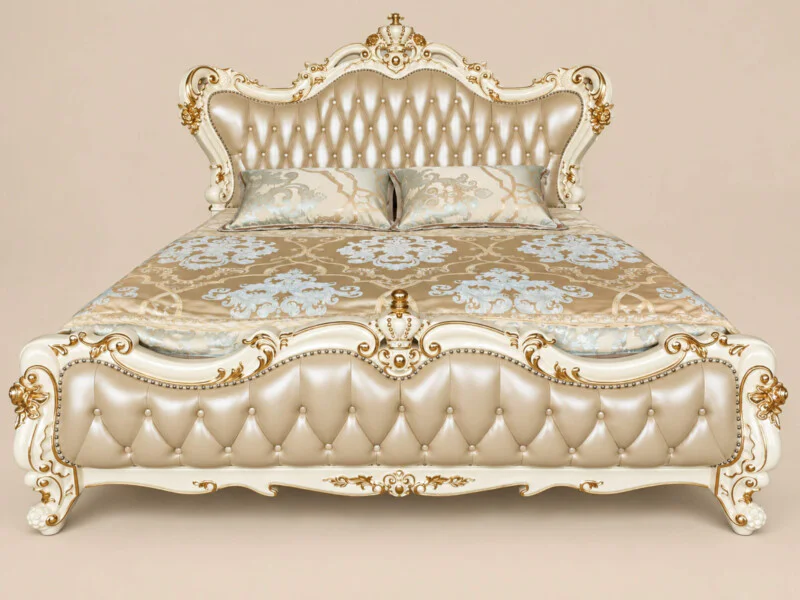 Giường ngủ REGALIA GIB68-20 được chụp chính diện từ góc hơi cao, thể hiện toàn bộ thiết kế. Giường có đầu và chân giường b…