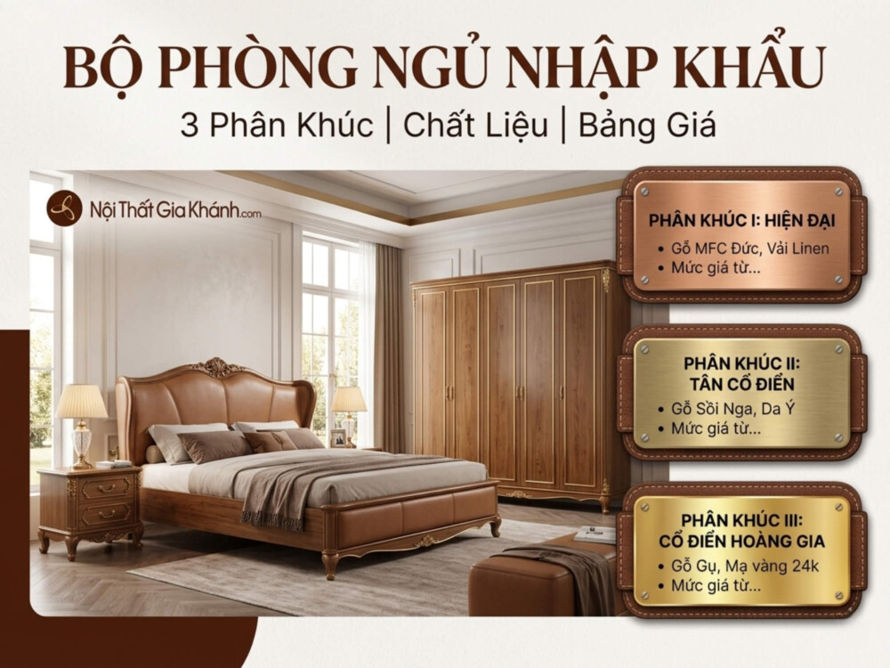 Bộ Phòng Ngủ Nhập Khẩu: 3 Phân Khúc, Chất Liệu Và Bảng Giá 2026