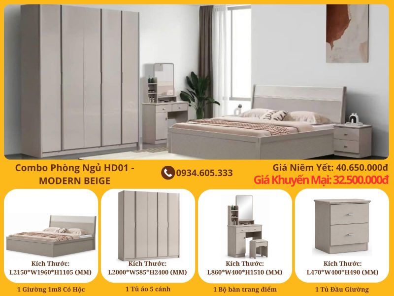 Combo Bộ Phòng Ngủ Hiện Đại BG2571-18