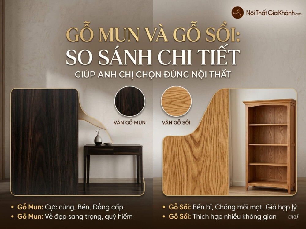 Gỗ Mun và Gỗ Sồi: So Sánh Chi Tiết Giúp Anh Chị Chọn Đúng Nội Thất