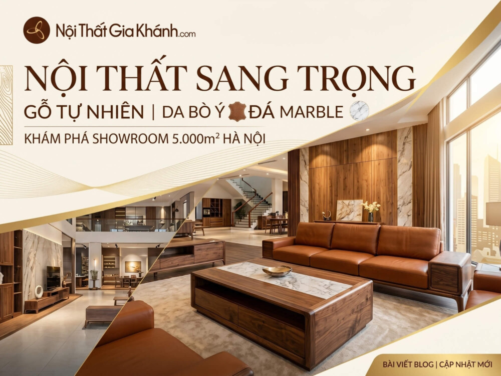 Nội Thất Sang Trọng: Gỗ Tự Nhiên, Da Bò Ý & Đá Marble - Showroom 5.000m² Hà Nội