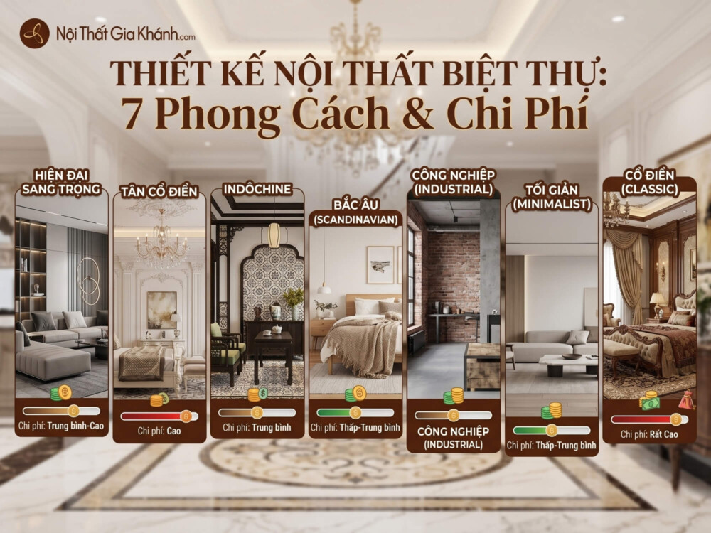 Thiết Kế Nội Thất Biệt Thự: 7 Phong Cách & Chi Phí 2026