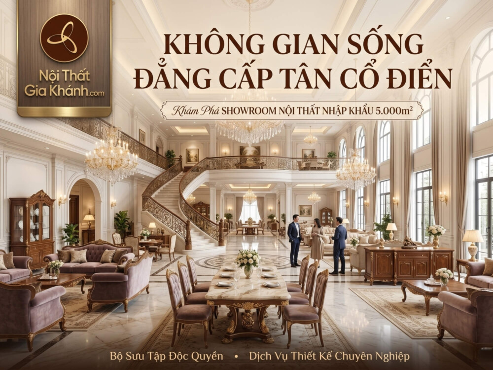 Thiết Kế Biệt Thự Tân Cổ Điển – Nội Thất Nhập Khẩu Showroom 5.000m²
