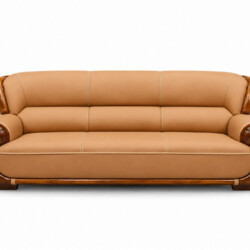 Cận cảnh băng sofa dài ba chỗ của bộ ARCO SBF311-114, chụp chính diện trên nền trắng. Ghế có đệm ngồi và tựa lưng bọc da b…
