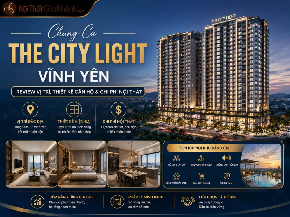Chung Cư The City Light Vĩnh Yên: Review Vị Trí, Thiết Kế Căn Hộ & Chi Phí Nội Thất