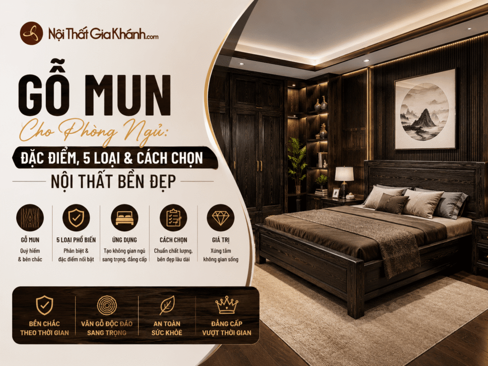 Gỗ Mun Cho Phòng Ngủ: Đặc Điểm, 5 Loại & Cách Chọn Nội Thất Bền Đẹp