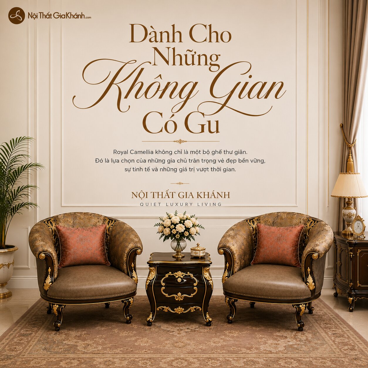 Combo Bộ Ghế Thư Giãn Royal Camellia Tân Cổ Điển G8802