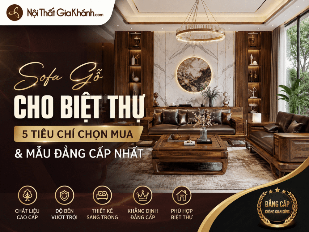 Sofa Gỗ Cho Biệt Thự: 5 Tiêu Chí Chọn Mua & Mẫu Đẳng Cấp Nhất