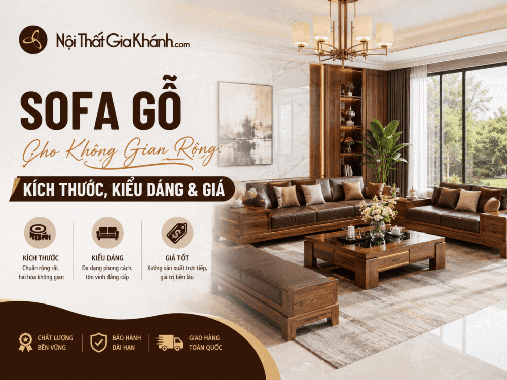 Sofa Gỗ Cho Không Gian Rộng: Kích Thước, Kiểu Dáng & Giá 2026